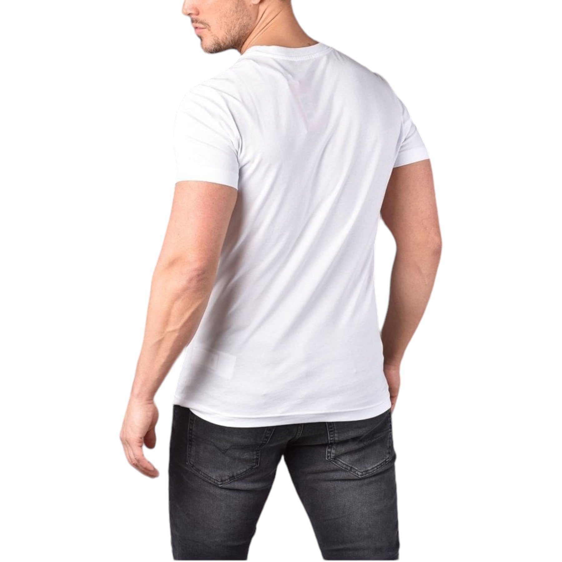 DIESEL T-DIEGOR Mens T Shirts Chalk Logo Crew Neck Short Sleeve Cotton White Tee