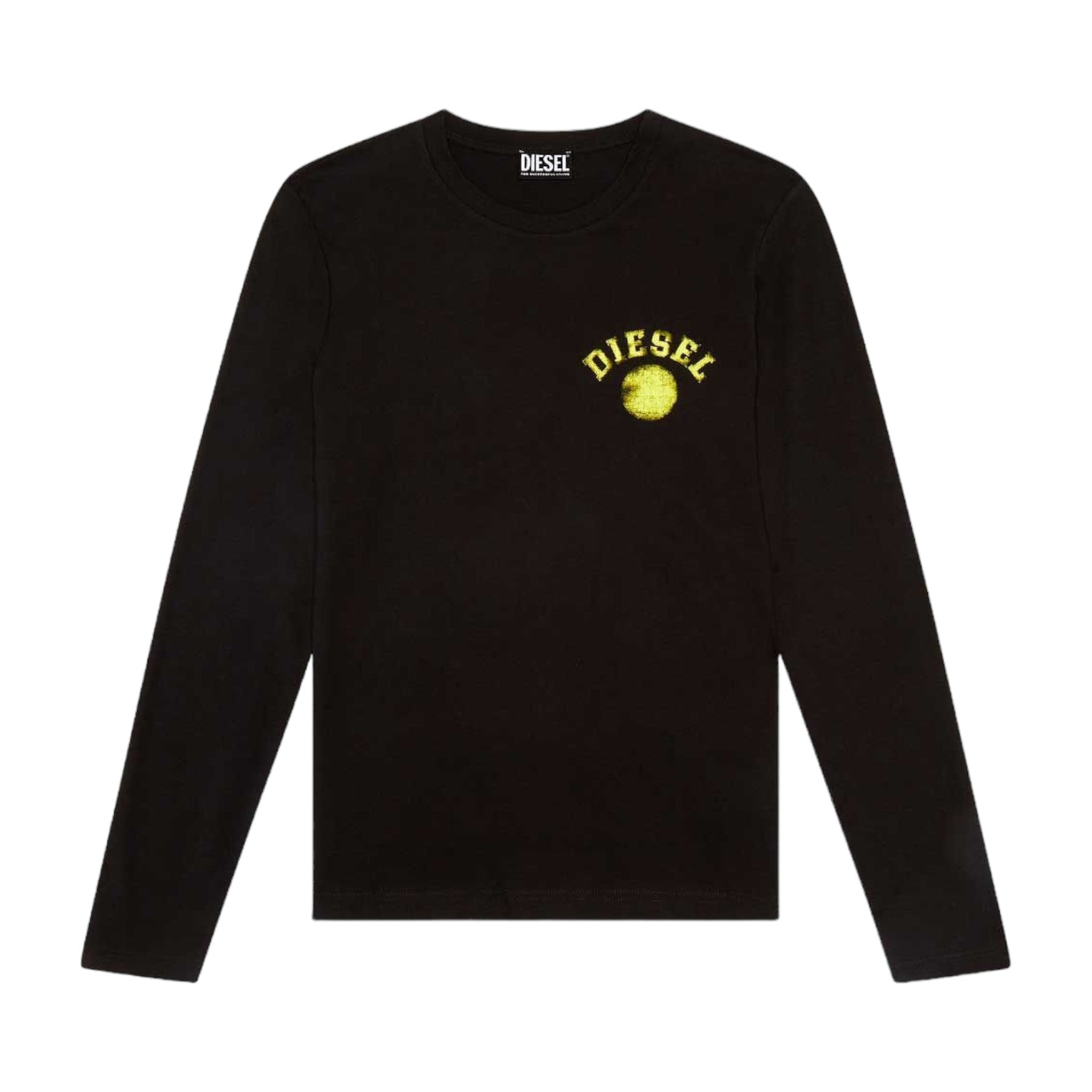 DIESEL T-DIEGO-LS Mens T Shirt Crew Neck Long Sleeve Top Casual Cotton Black Tee