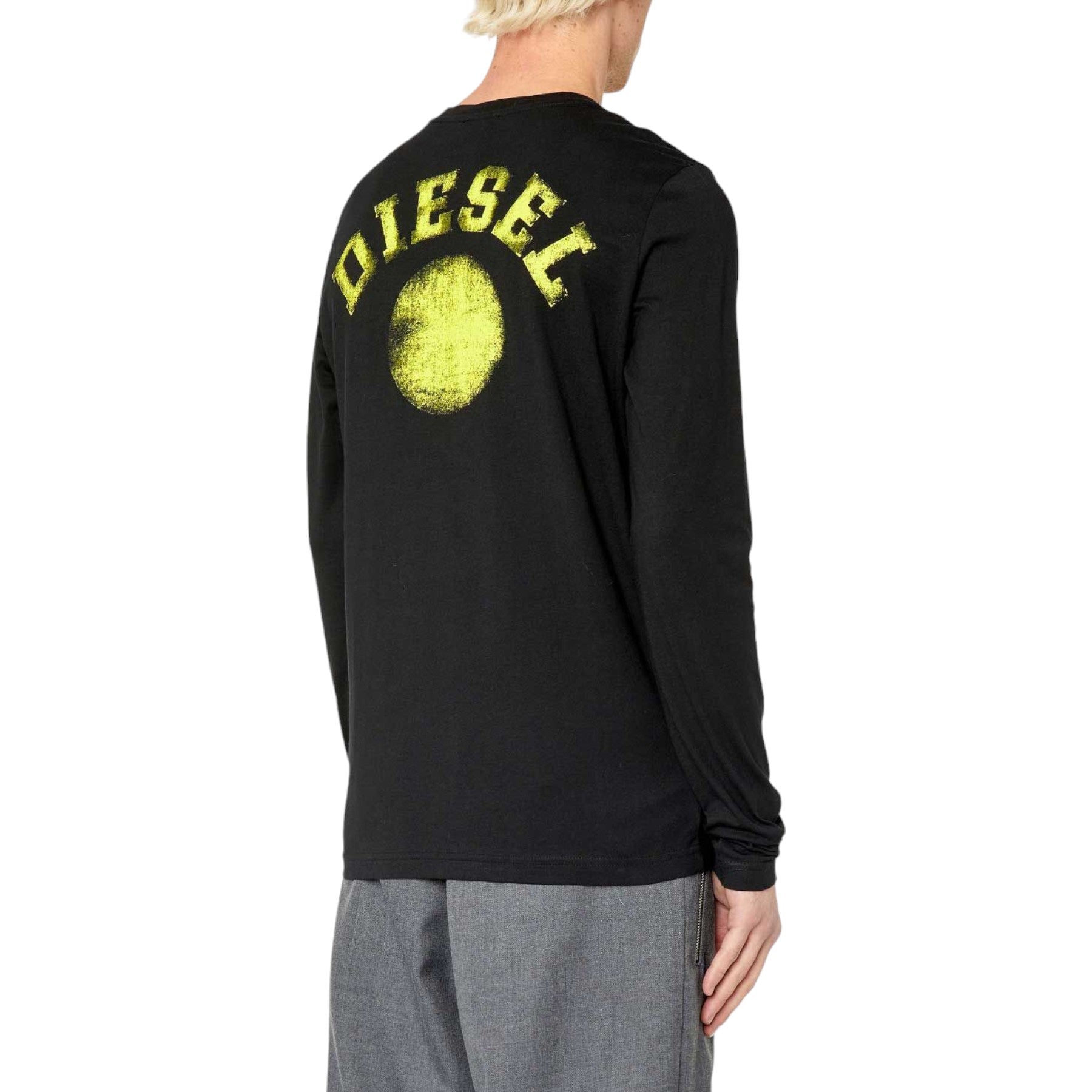 DIESEL T-DIEGO-LS Mens T Shirt Crew Neck Long Sleeve Top Casual Cotton Black Tee