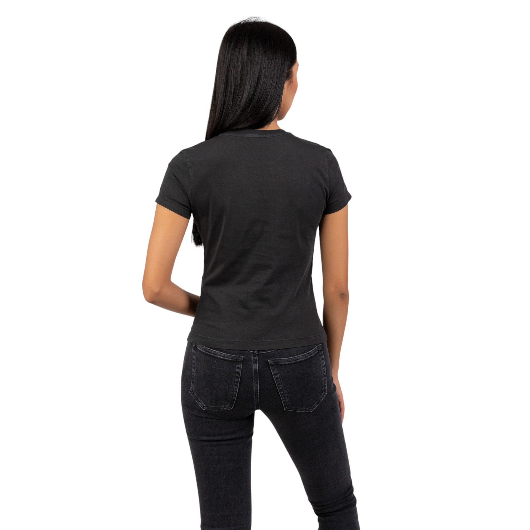 DIESEL T-SLI-E2 Womens Short Sleeve T Shirt Crew Neck Casual Summer Tee Black