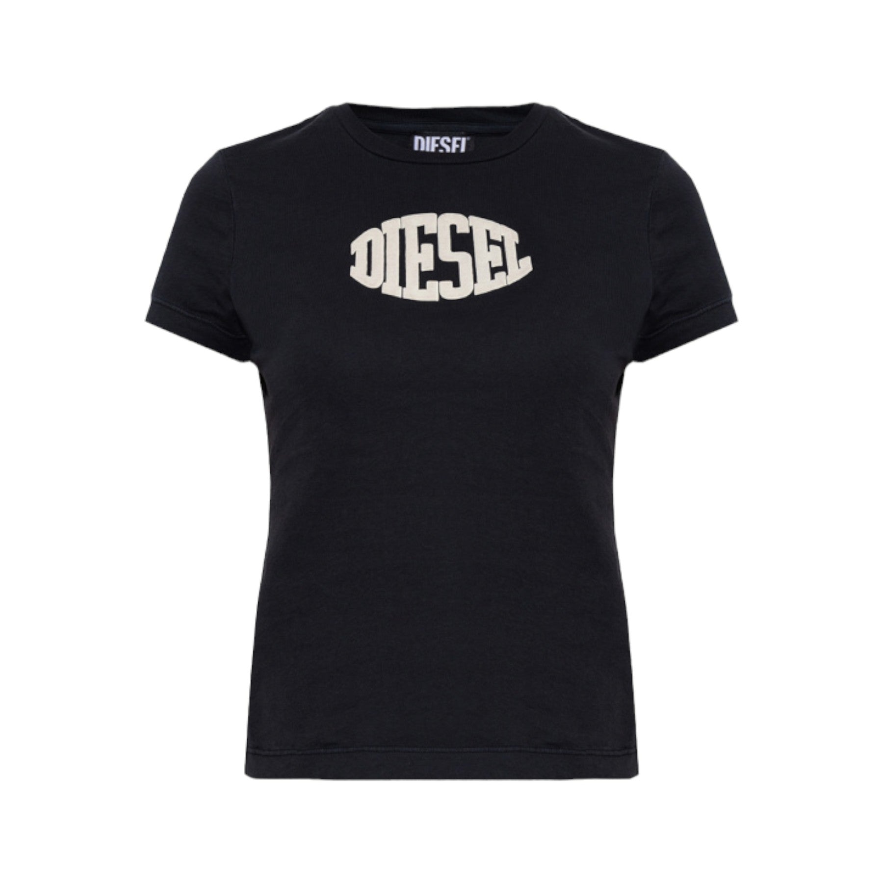 DIESEL T-SLI-E2 Womens Short Sleeve T Shirt Crew Neck Casual Summer Tee Black