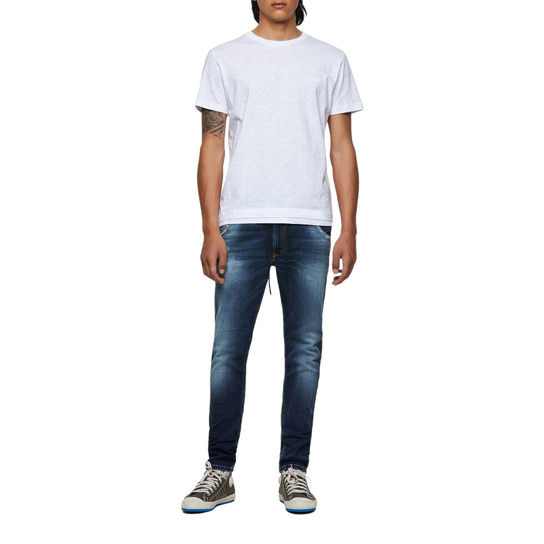 DIESEL T-RONNIE Mens T Shirts Crew Neck Short Sleeve Regular Cotton Tee White XS