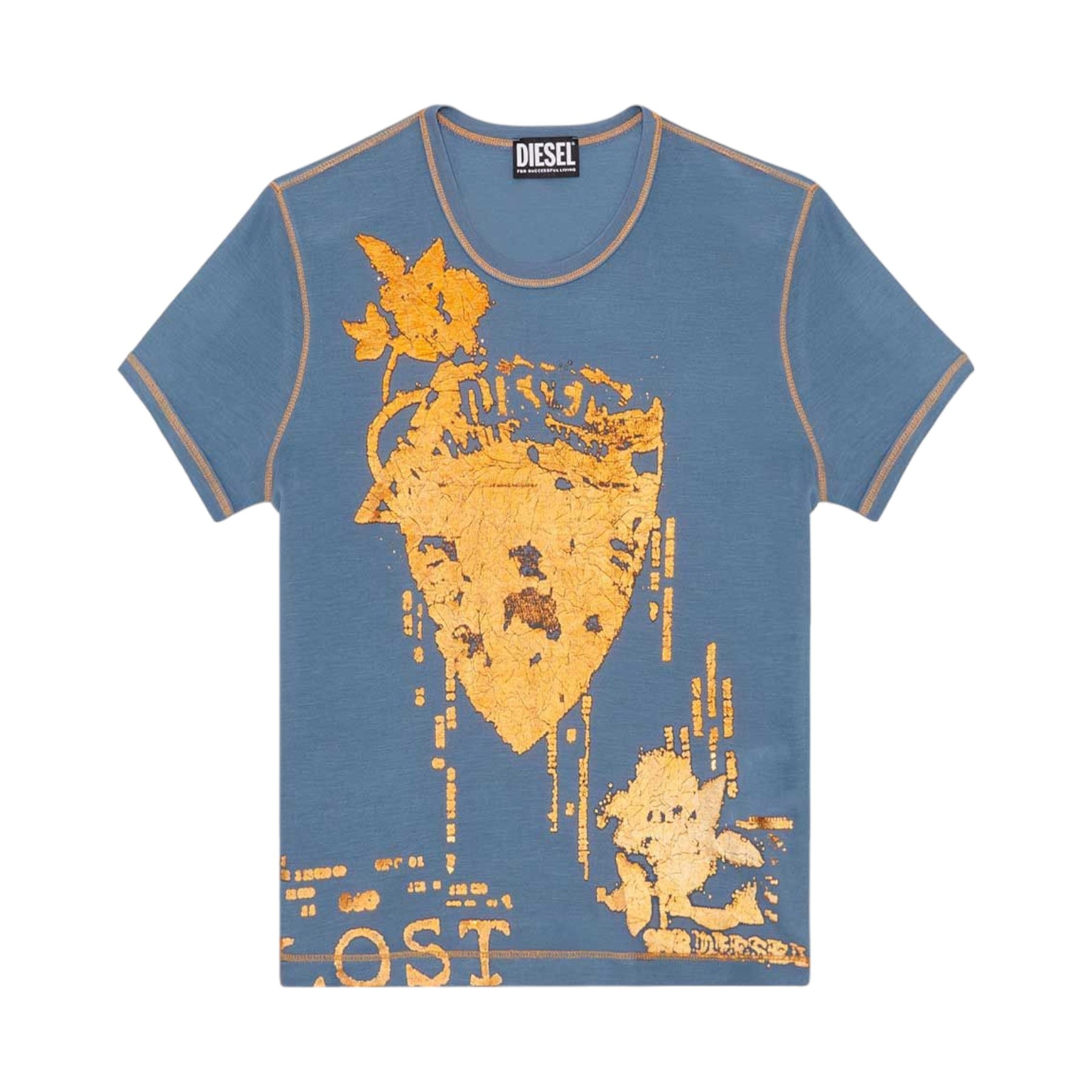 DIESEL T-UNCUTIE-LONG Womens Graphic T Shirt Crew Neck Short Sleeve Summer Top