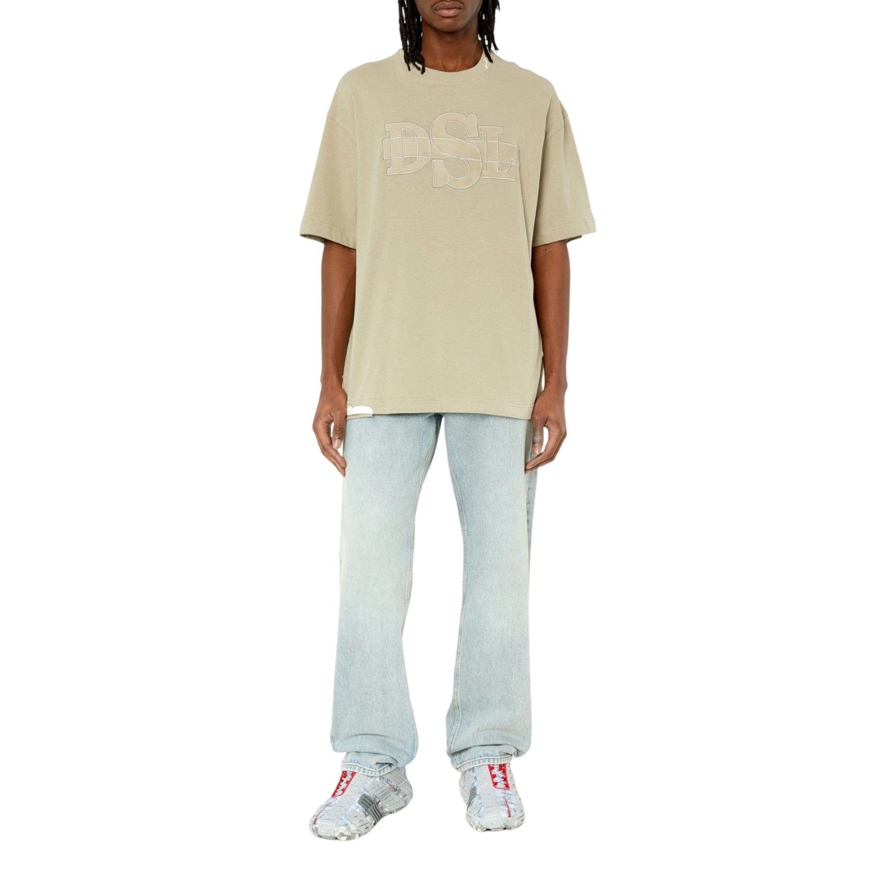 DIESEL T-WASHROT Mens T Shirts Loose Fit Short Sleeve Cotton Crew Neck T Shirt