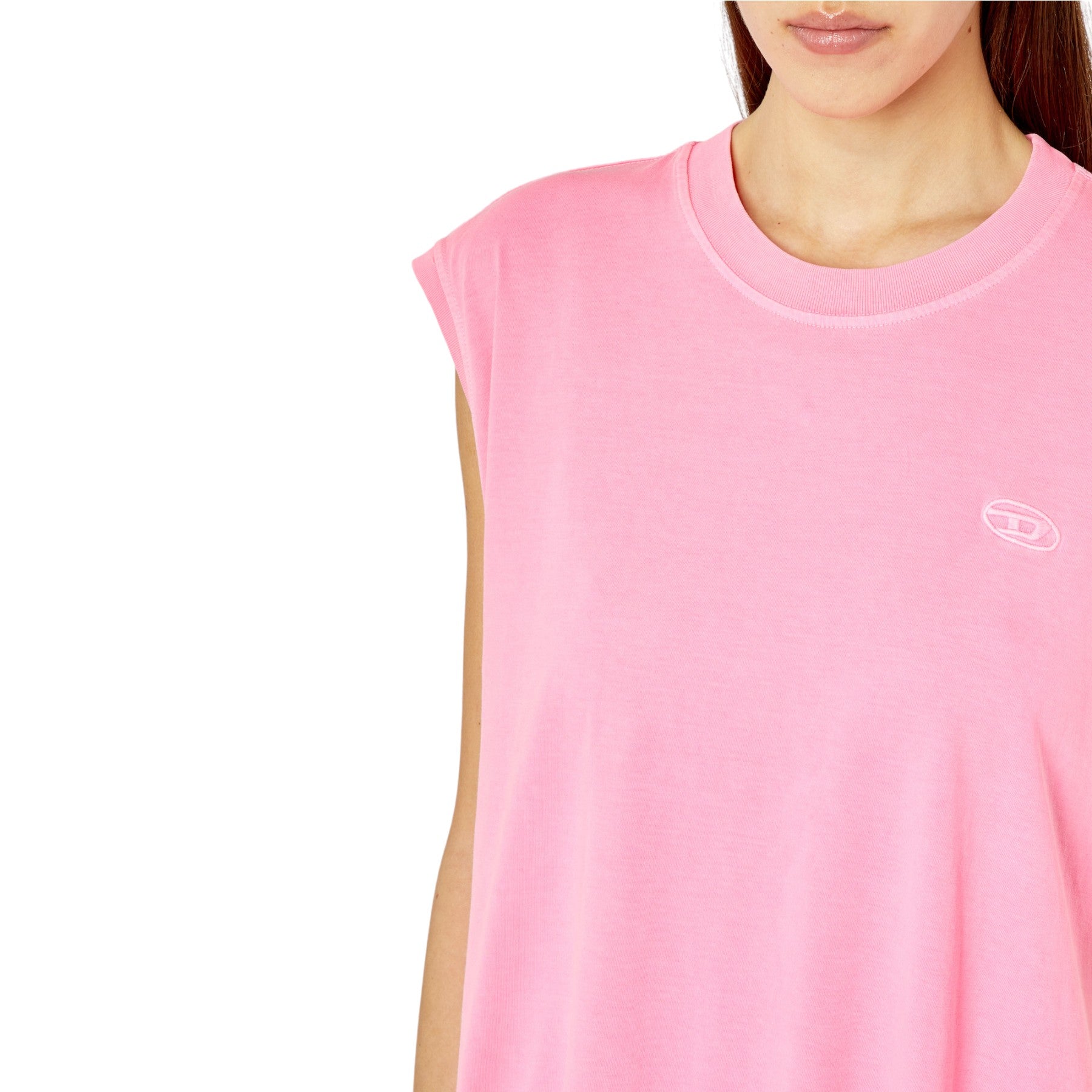 Diesel D-ROLLETY Womens Dress Summer Party Wear Sleeveless Abito Dress Hot Pink