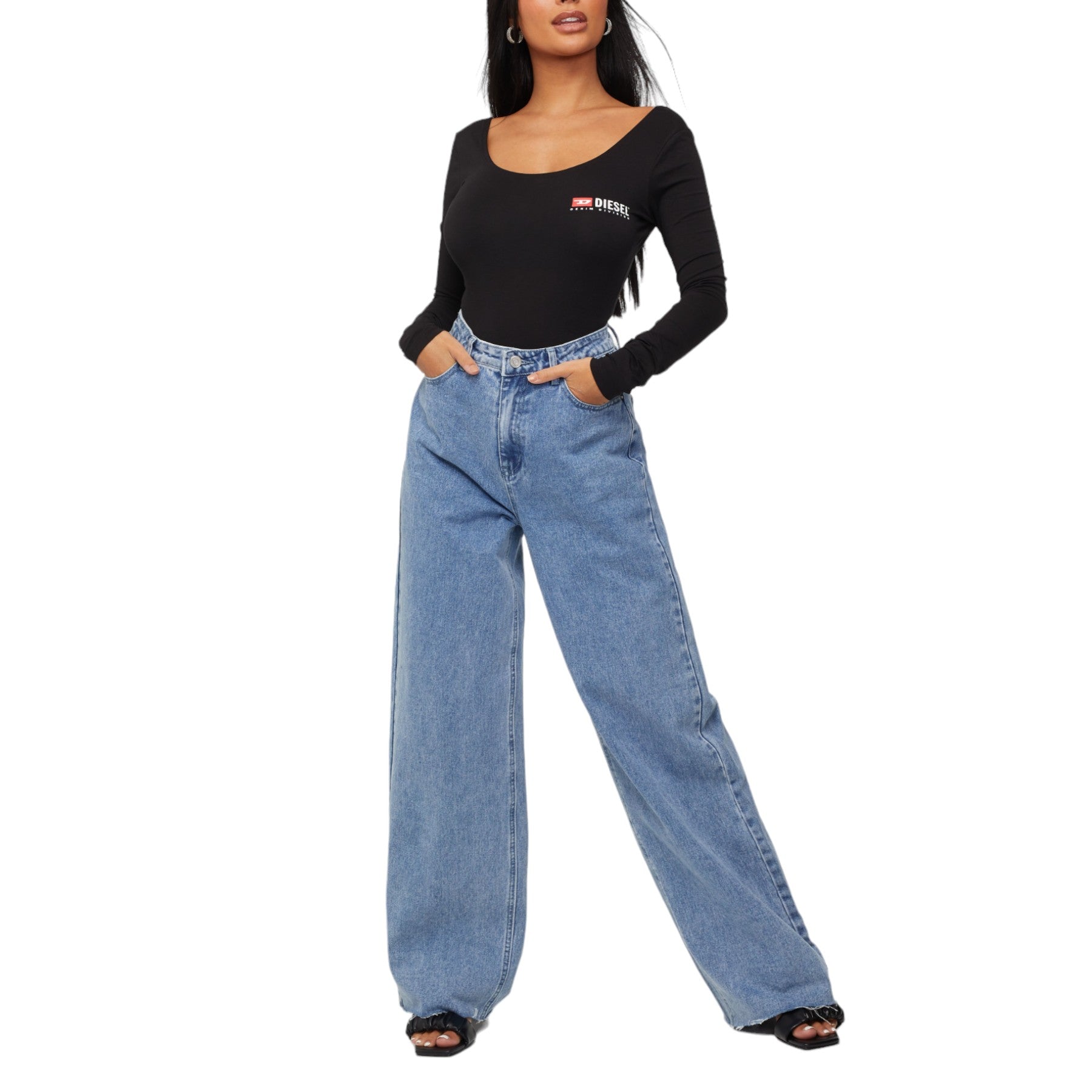 Diesel UFTK-BODY-LS-UW Womens Bodysuits Stretchable Cotton One Piece Swimsuits