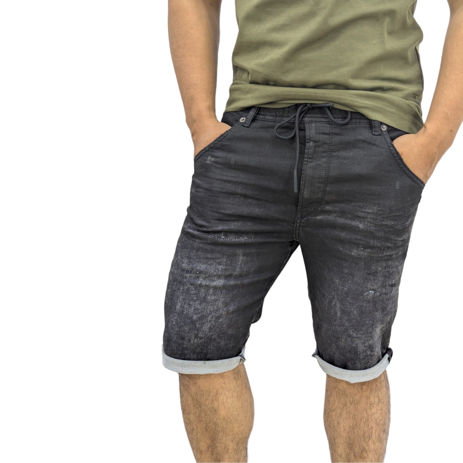 Diesel D KROOSHORT Mens Denim Shorts Casual Elasticated Waist Jogg Jeans Shorts