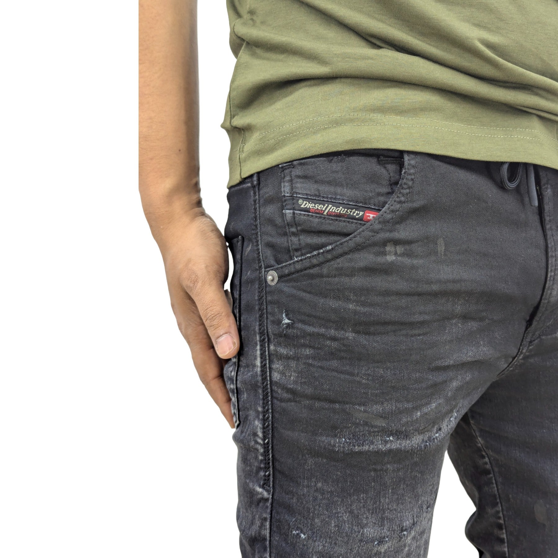 Diesel D KROOSHORT Mens Denim Shorts Casual Elasticated Waist Jogg Jeans Shorts