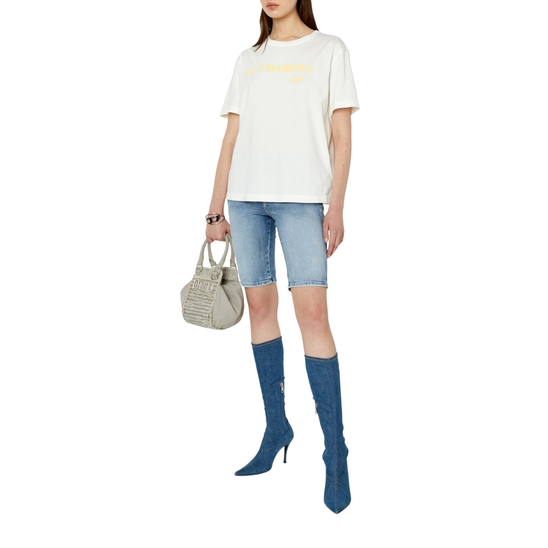 DIESEL T-DANNY Womens Oversize T Shirts Crew Neck Casual Short Sleeve Summer Tee