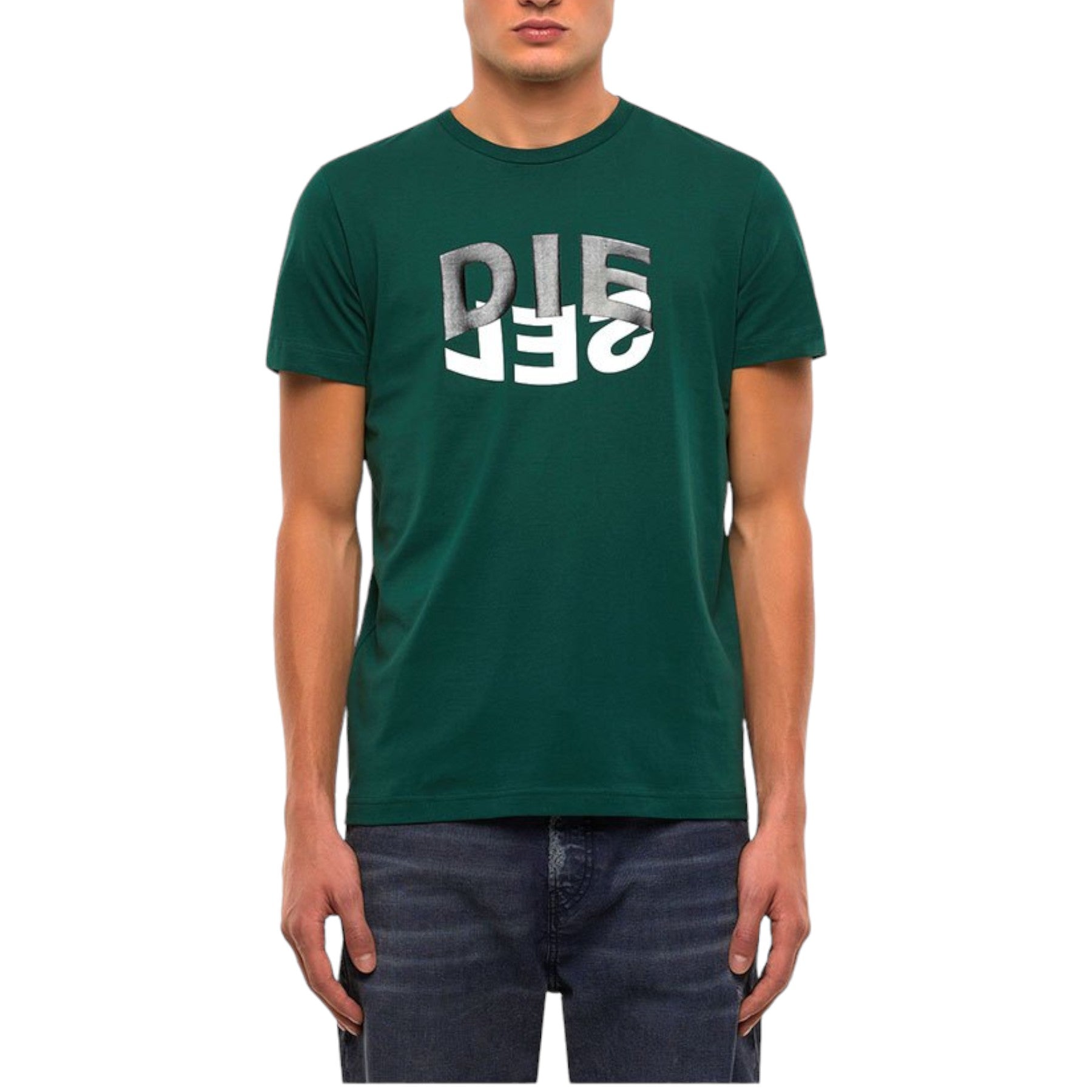 DIESEL T-DIEGOS-N22 Mens T Shirts Bicolour Logo Slim Fit Short Sleeve Summer Tee