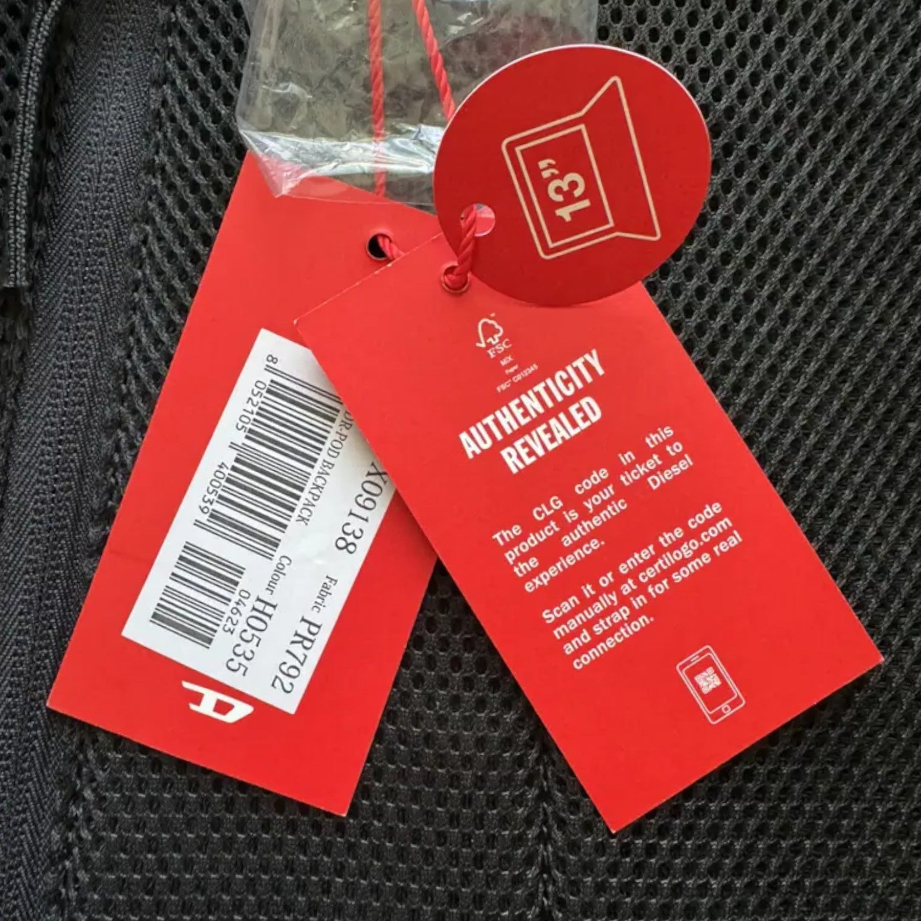 DIESEL 1DR-POD Mens Hardshell Backpack Travel Hiking Varsity Laptop Shoulder Bag