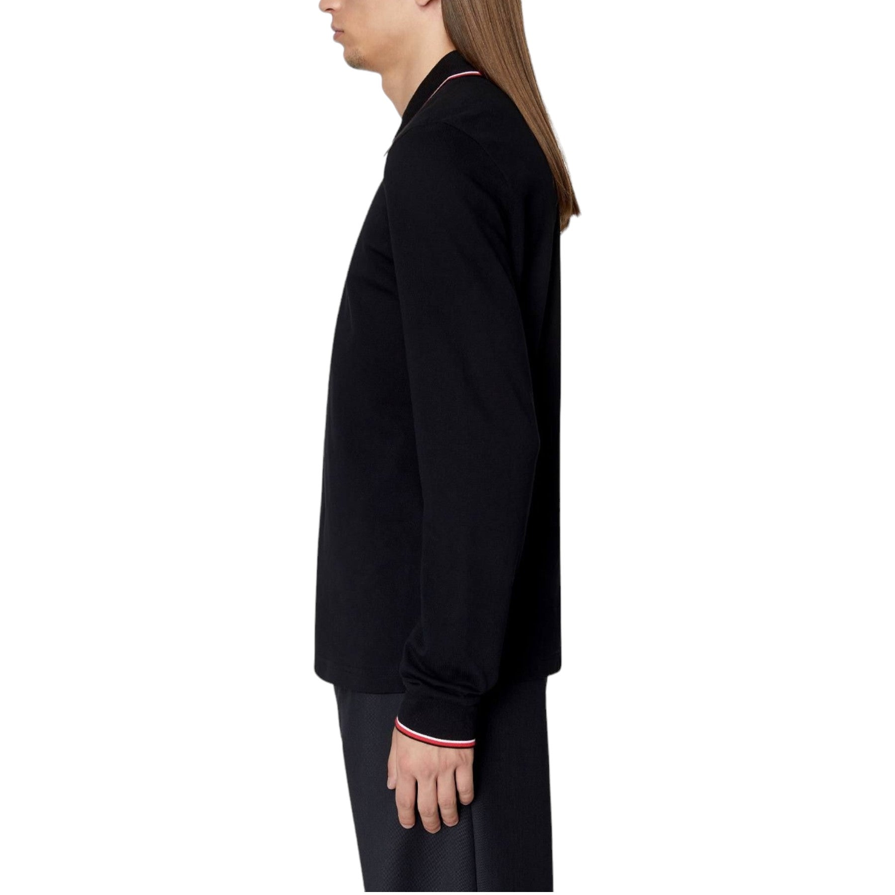 DIESEL T-SMITH-LS-D Mens Polo Shirt Long Sleeve Casual Summer Cotton Tee Black L