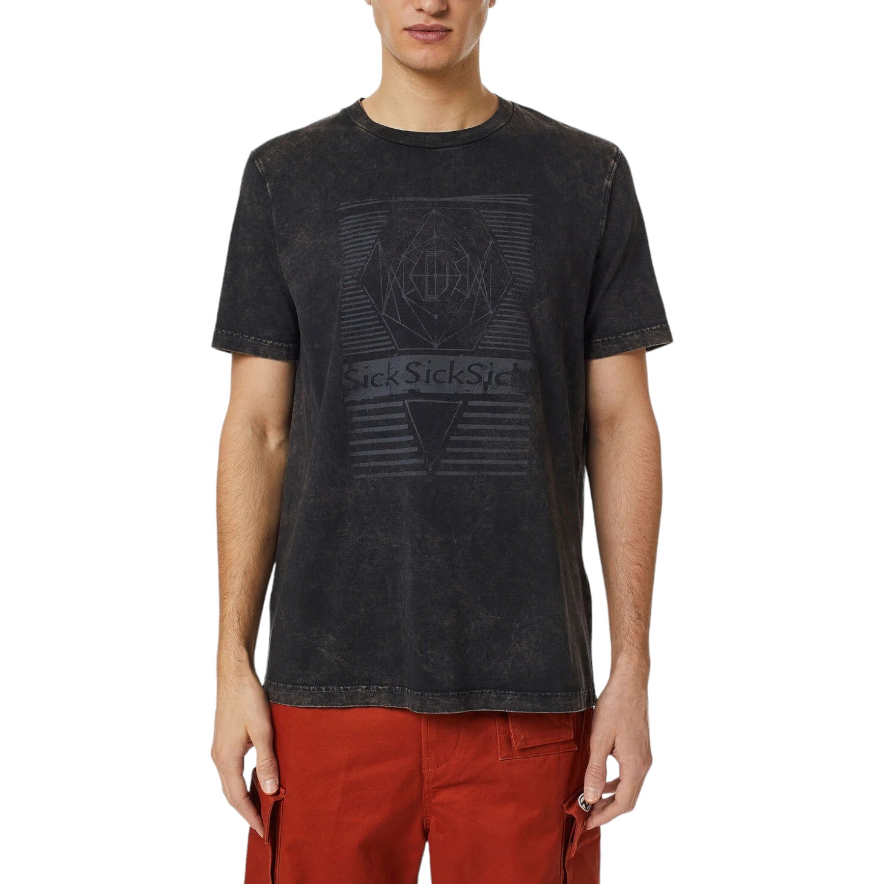 DIESEL T-Just-C7 Mens T Shirts Pigment Dyed Crew Neck Regular Fit Cotton Tee L