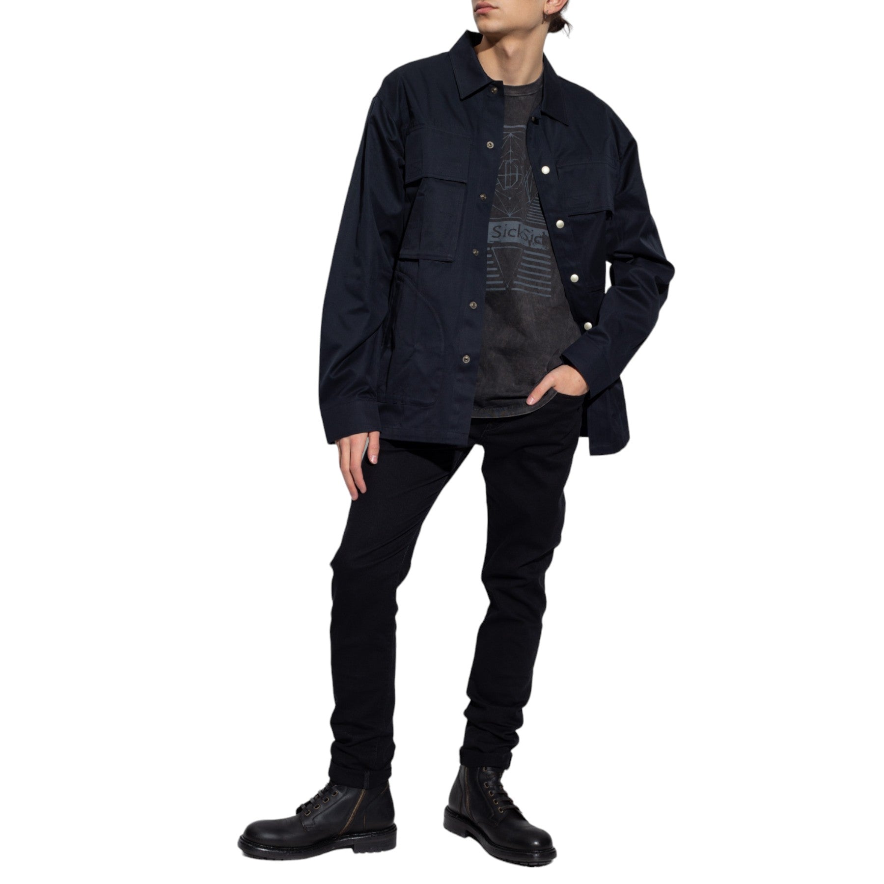 DIESEL T-Just-C7 Mens T Shirts Pigment Dyed Crew Neck Regular Fit Cotton Tee L