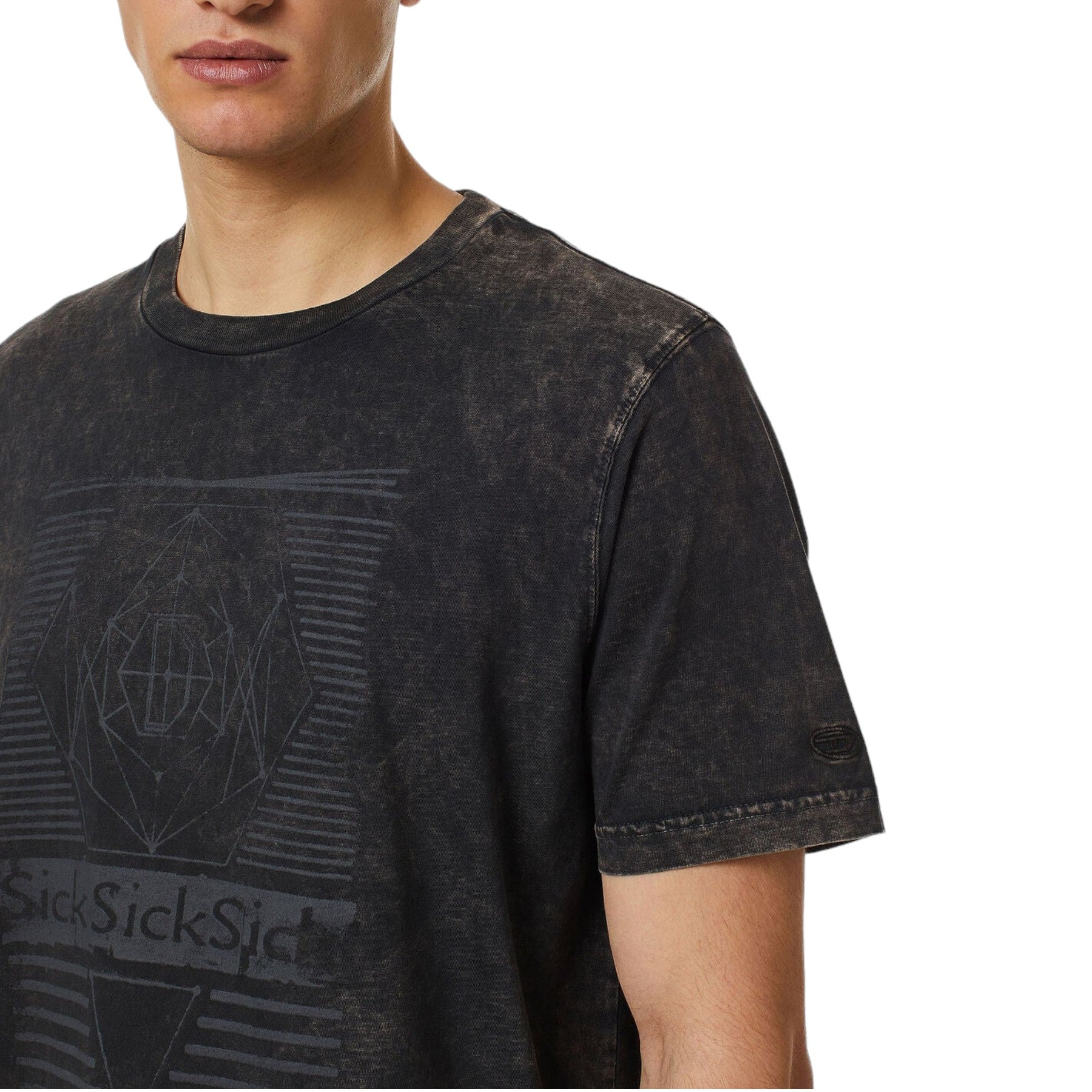 DIESEL T-Just-C7 Mens T Shirts Pigment Dyed Crew Neck Regular Fit Cotton Tee L