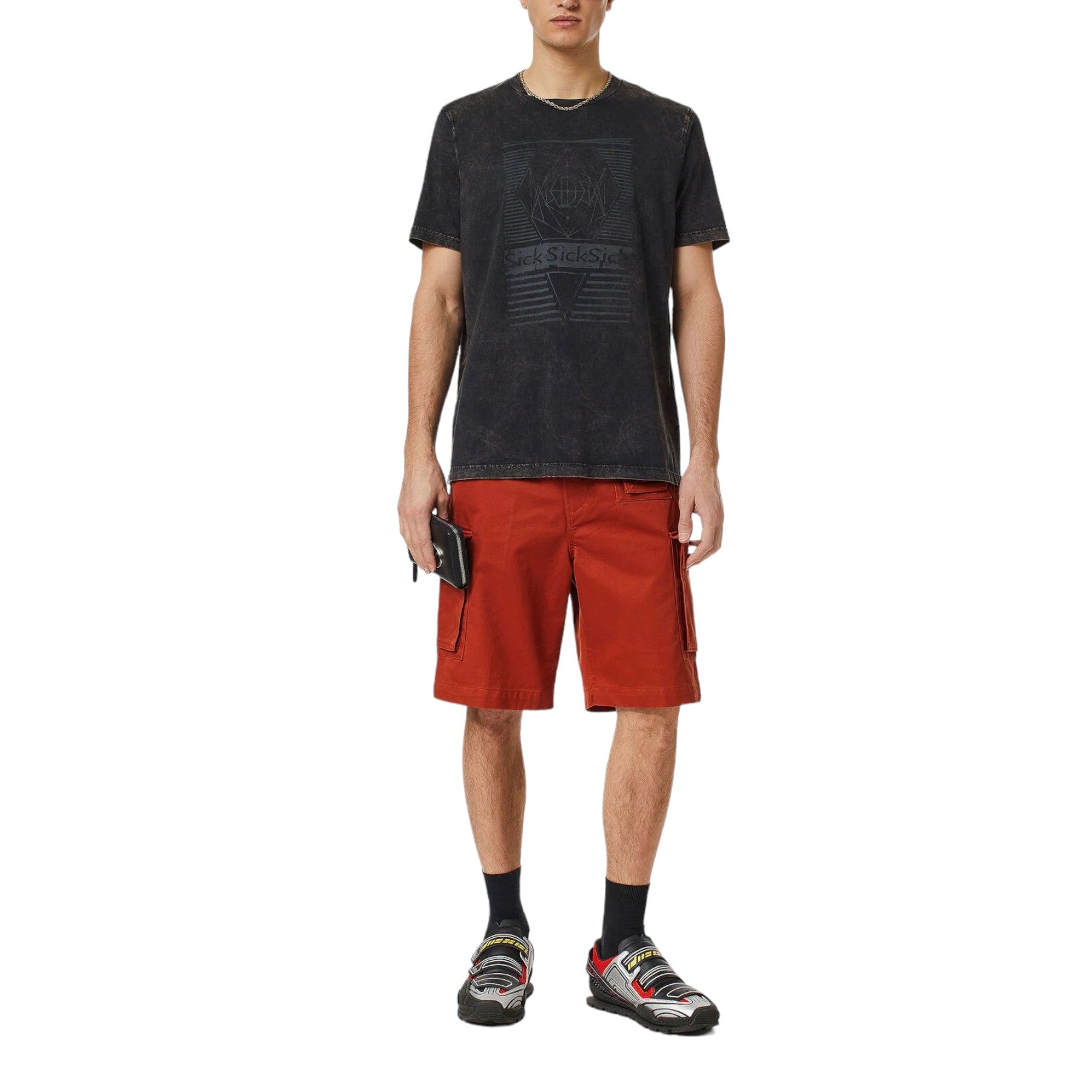 DIESEL T-Just-C7 Mens T Shirts Pigment Dyed Crew Neck Regular Fit Cotton Tee L