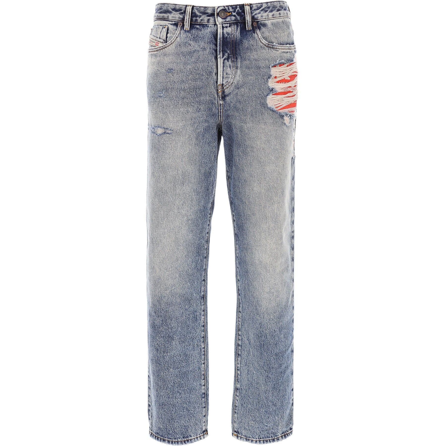 DIESEL 1955 Mens Denim Jeans Straight Leg High Waist Faded Ripped Denim Trousers