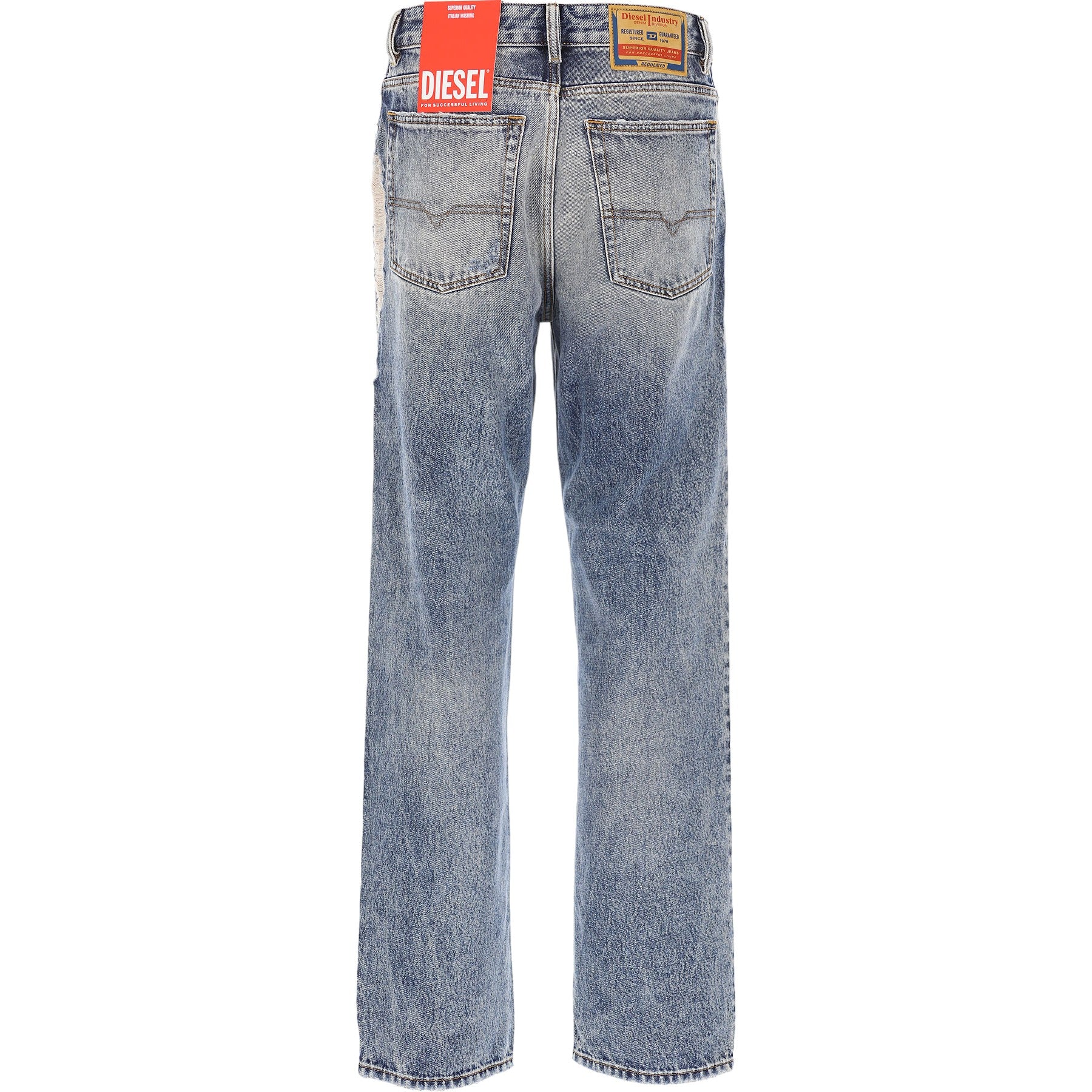 DIESEL 1955 Mens Denim Jeans Straight Leg High Waist Faded Ripped Denim Trousers