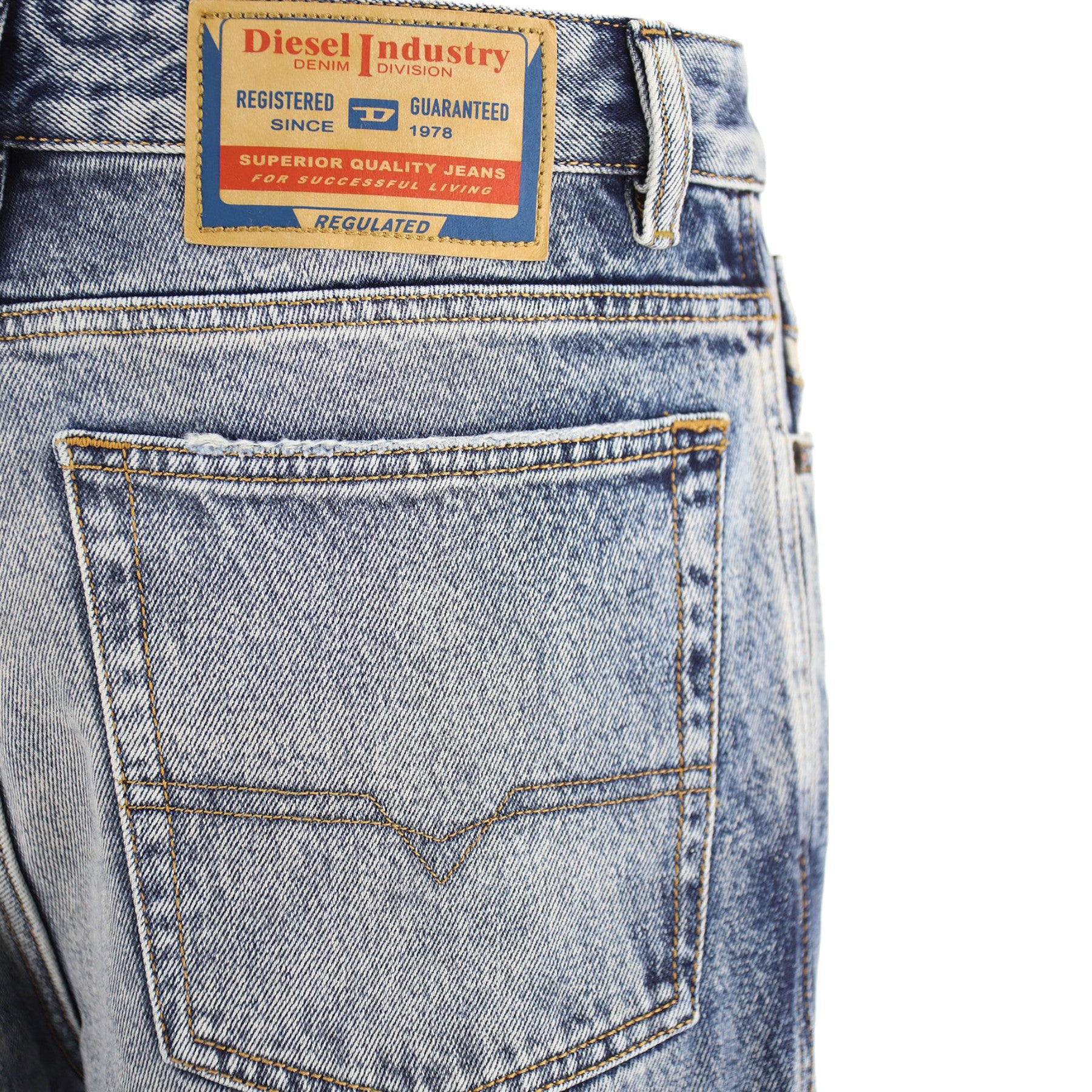 DIESEL 1955 Mens Denim Jeans Straight Leg High Waist Faded Ripped Denim Trousers