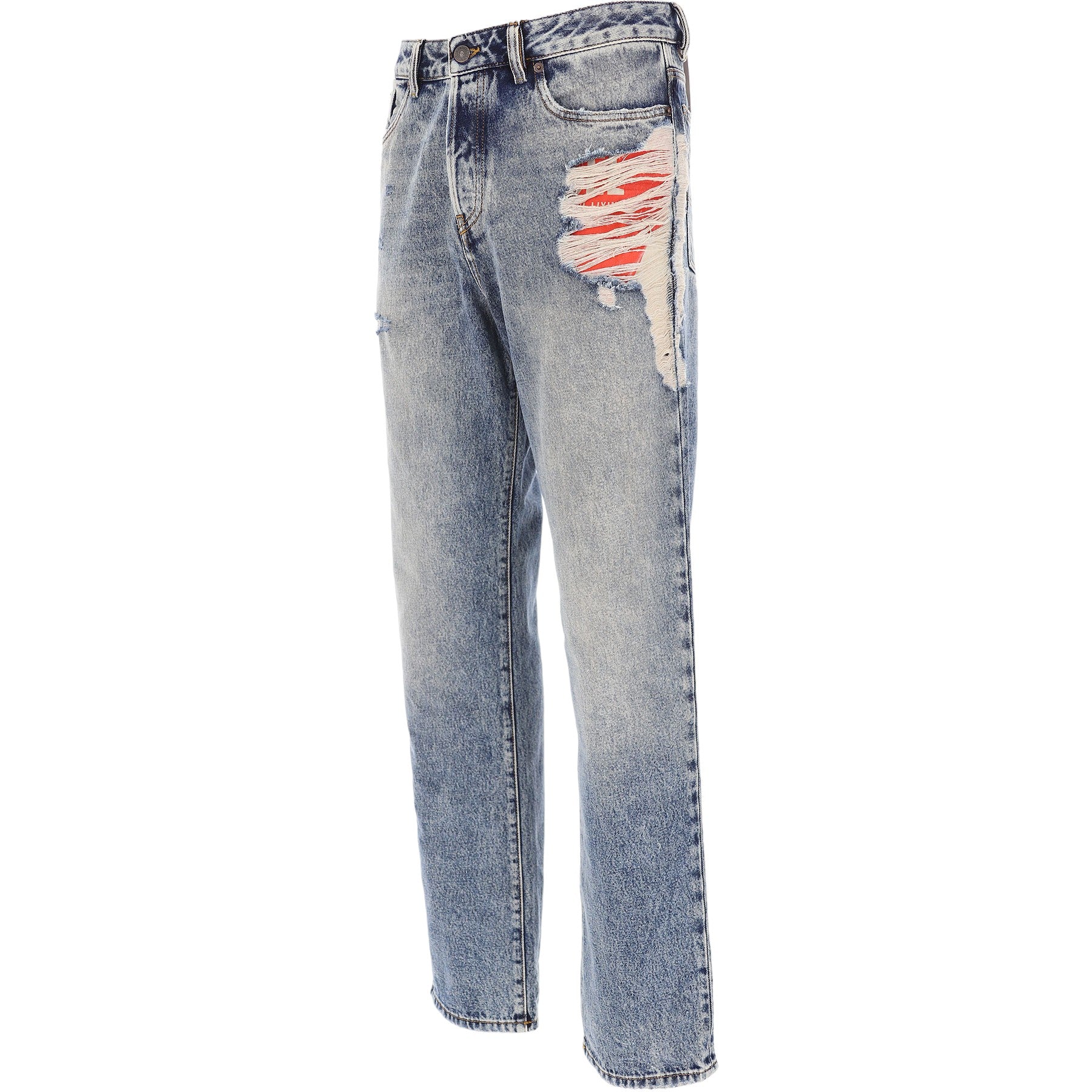 DIESEL 1955 Mens Denim Jeans Straight Leg High Waist Faded Ripped Denim Trousers