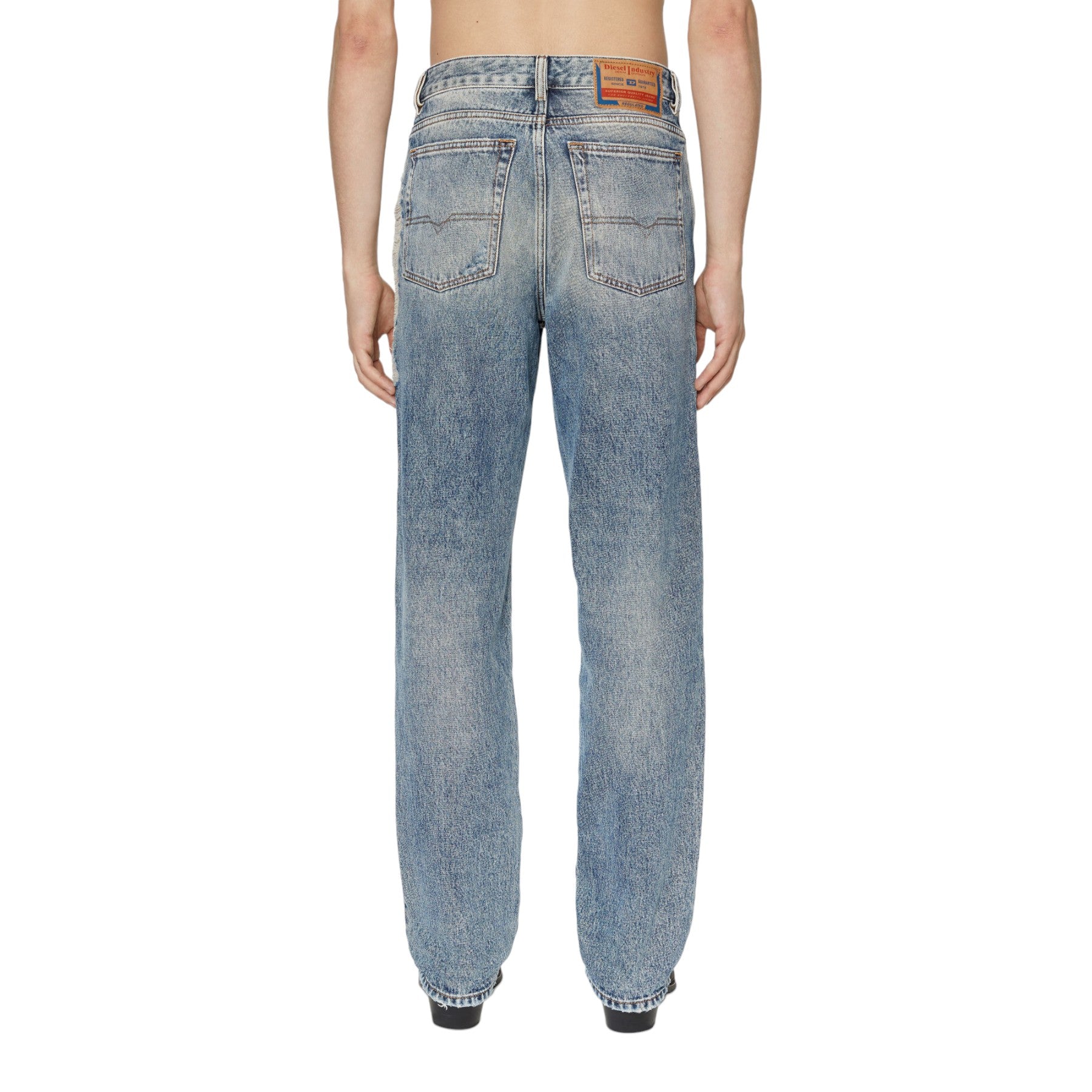 DIESEL 1955 Mens Denim Jeans Straight Leg High Waist Faded Ripped Denim Trousers
