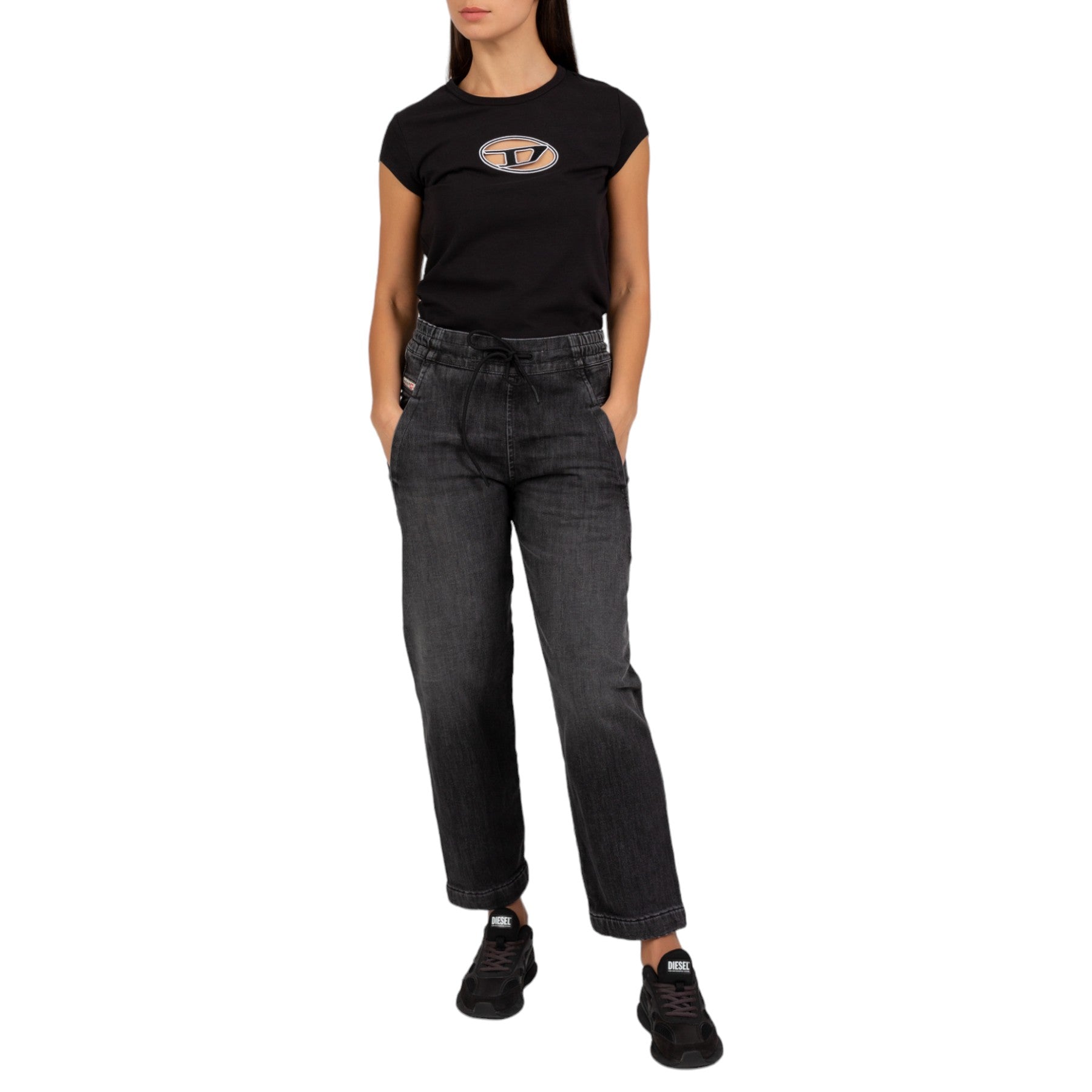 DIESEL D KRAILEY Womens Denim Jeans Relaxed Fit High Waist Sweat Jogg Pants W26