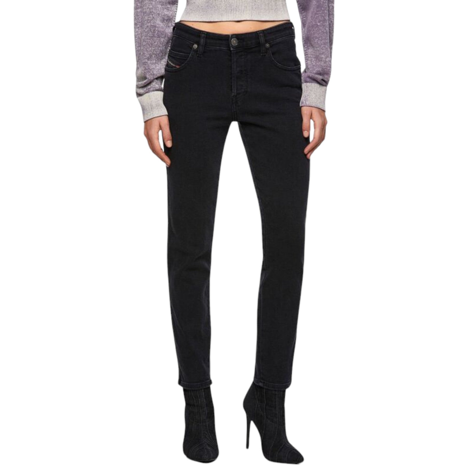 DIESEL BABHILA Womens Denim Jeans Slim Fit Stretch Tapered Leg Ladies Pant Black