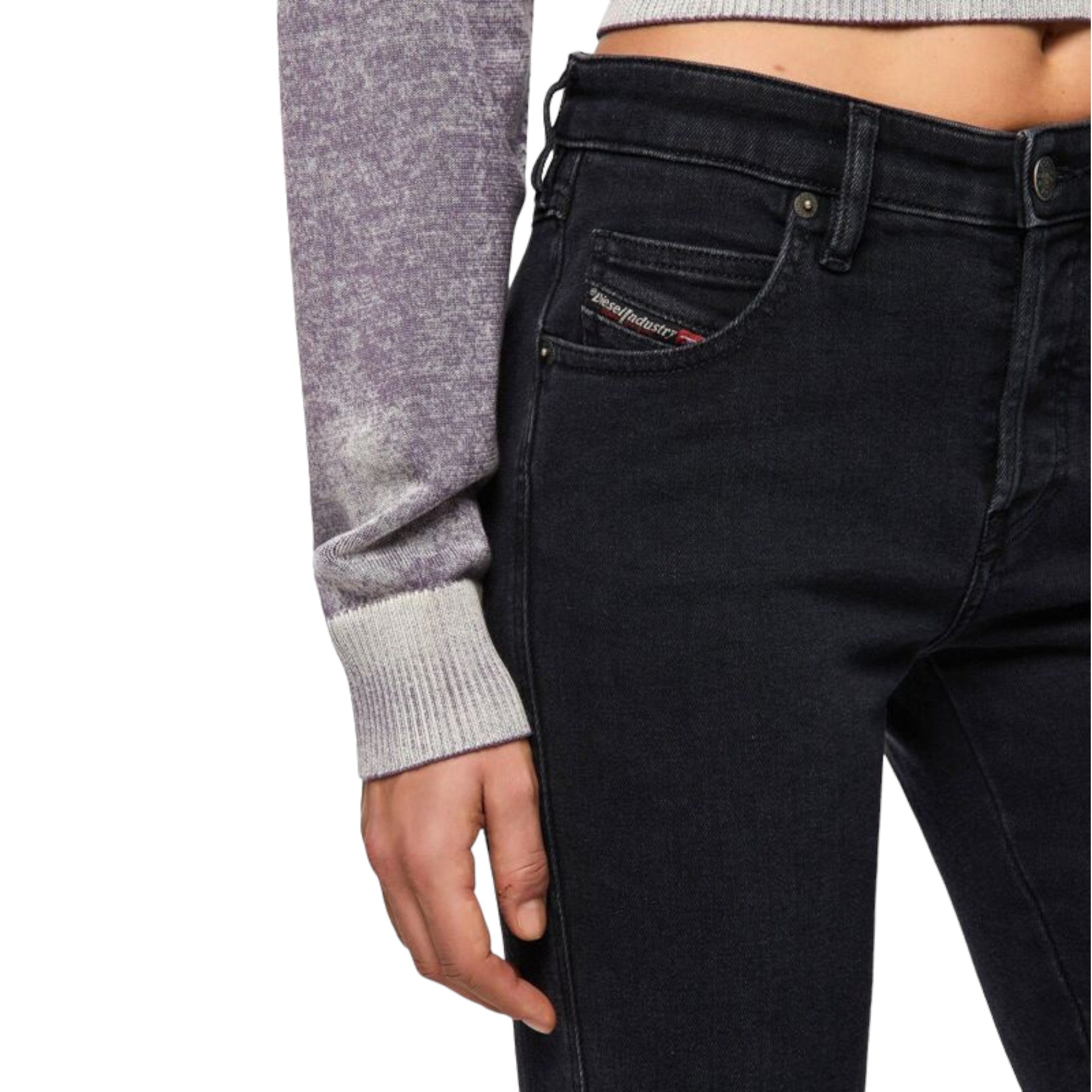 DIESEL BABHILA Womens Denim Jeans Slim Fit Stretch Tapered Leg Ladies Pant Black