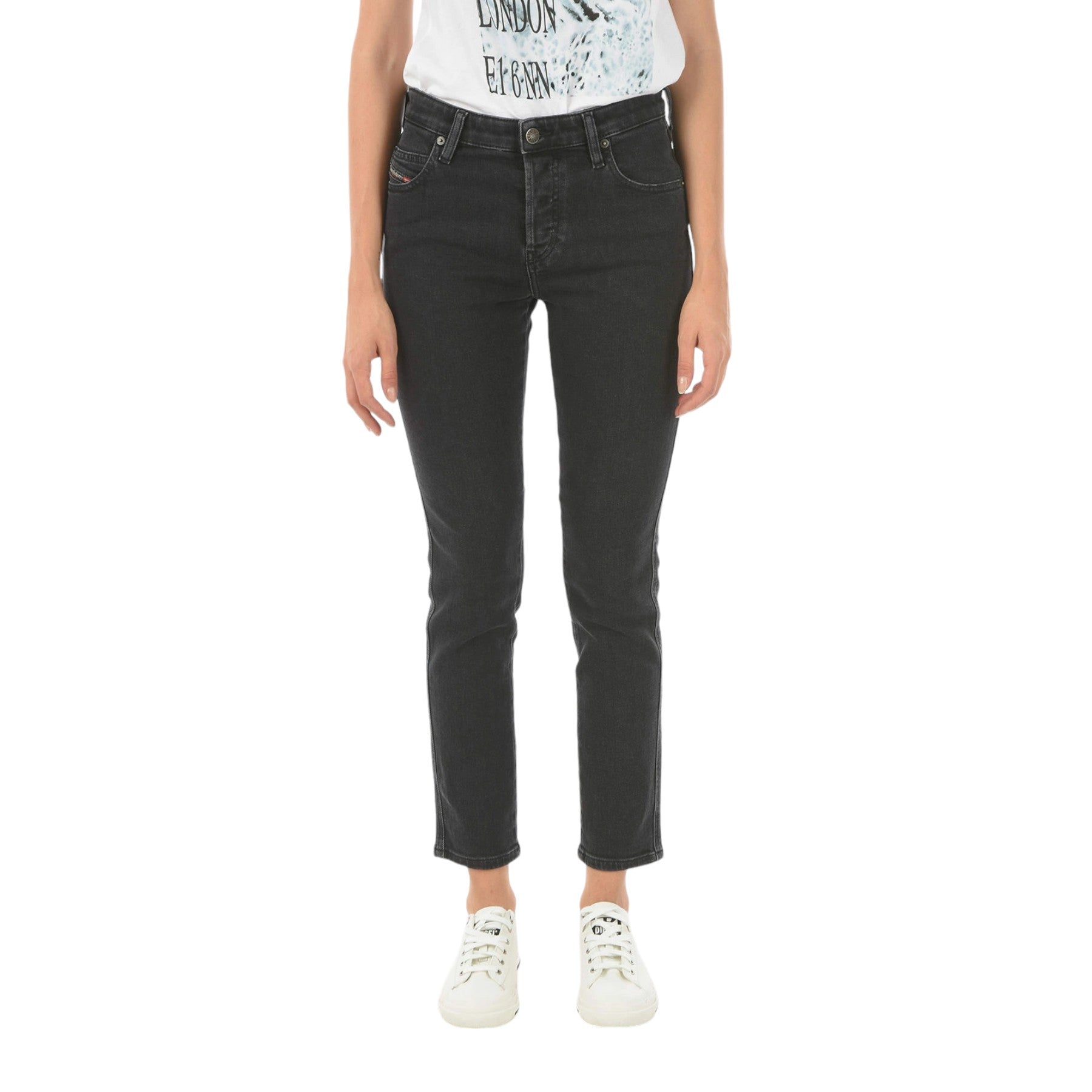 DIESEL BABHILA Womens Denim Jeans Slim Fit Stretch Tapered Leg Ladies Pant Black