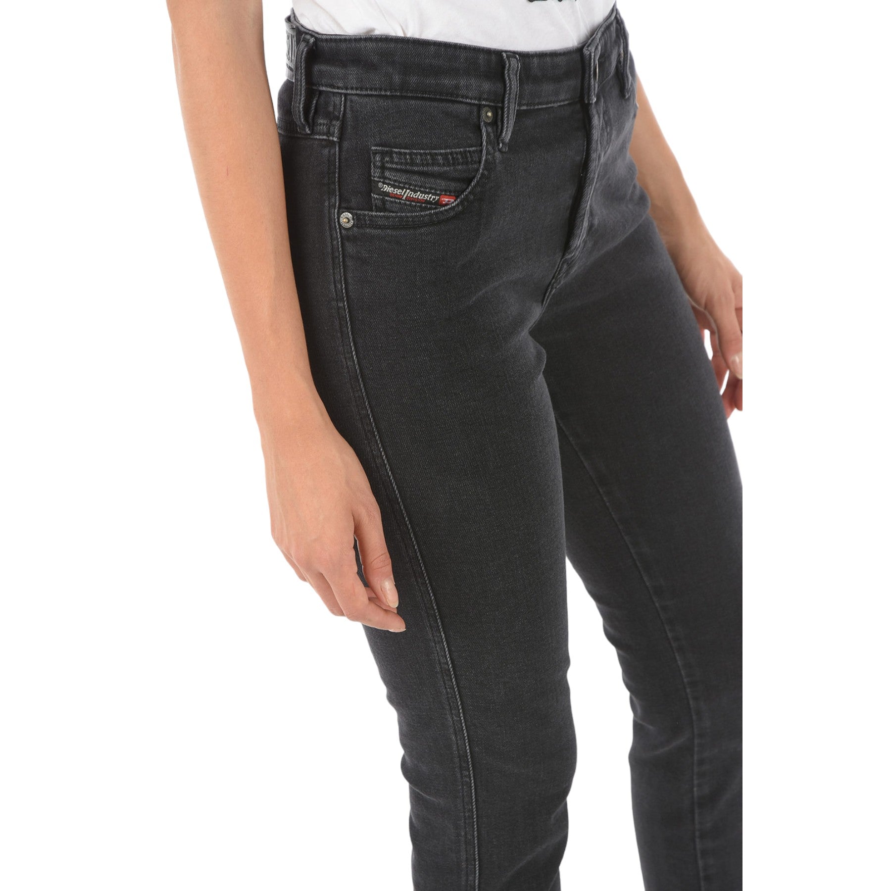 DIESEL BABHILA Womens Denim Jeans Slim Fit Stretch Tapered Leg Ladies Pant Black