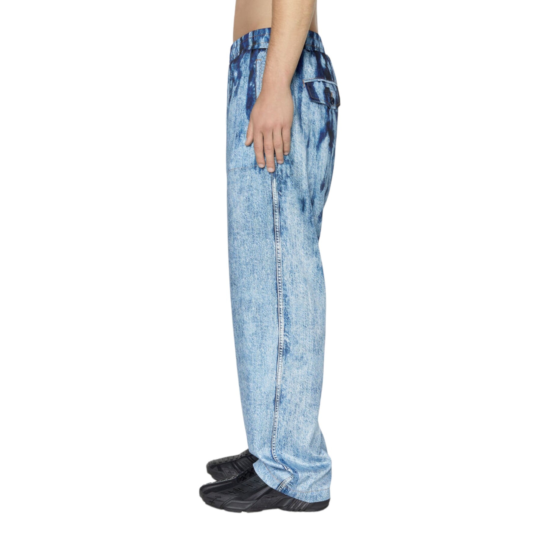 DIESEL P-Tool-Den Mens Jeans Straight Leg Regular Fit Print Denim Trousers Pants