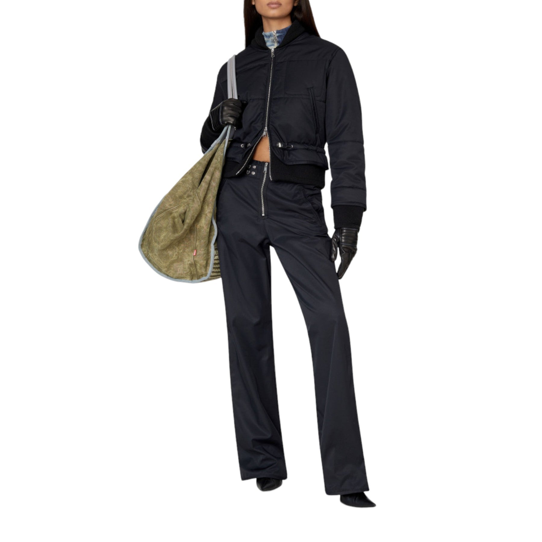 DIESEL P SMILACE Women Trousers Regular Fit Bootcut High Waist Black Ladies Pant