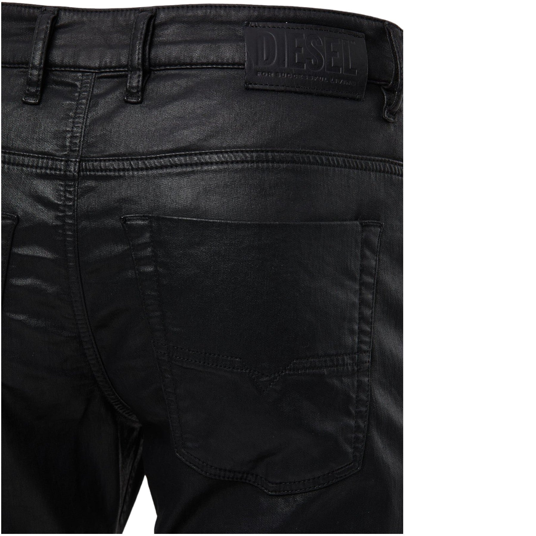 DIESEL KROOLEY Mens Denim Jogg Jeans Hight Waist Coated Black Stretch Trousers