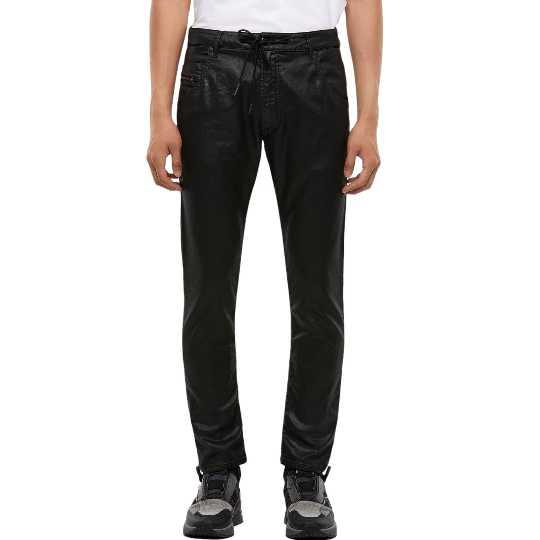 DIESEL KROOLEY Mens Denim Jogg Jeans Hight Waist Coated Black Stretch Trousers