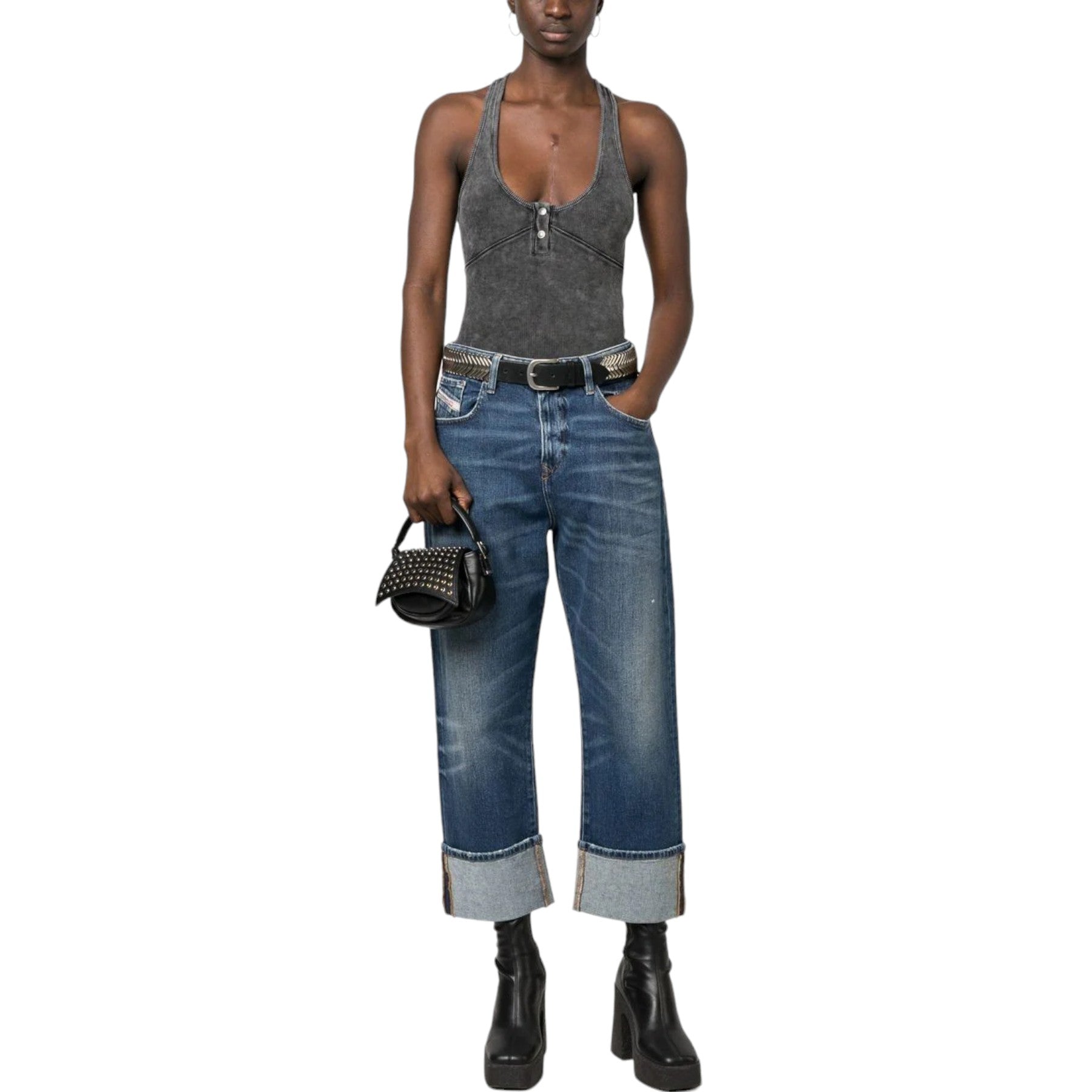 DIESEL 1999 Womens Denim Jeans Loose Fit Mid Waist Stretch Pants Cotton Trouser