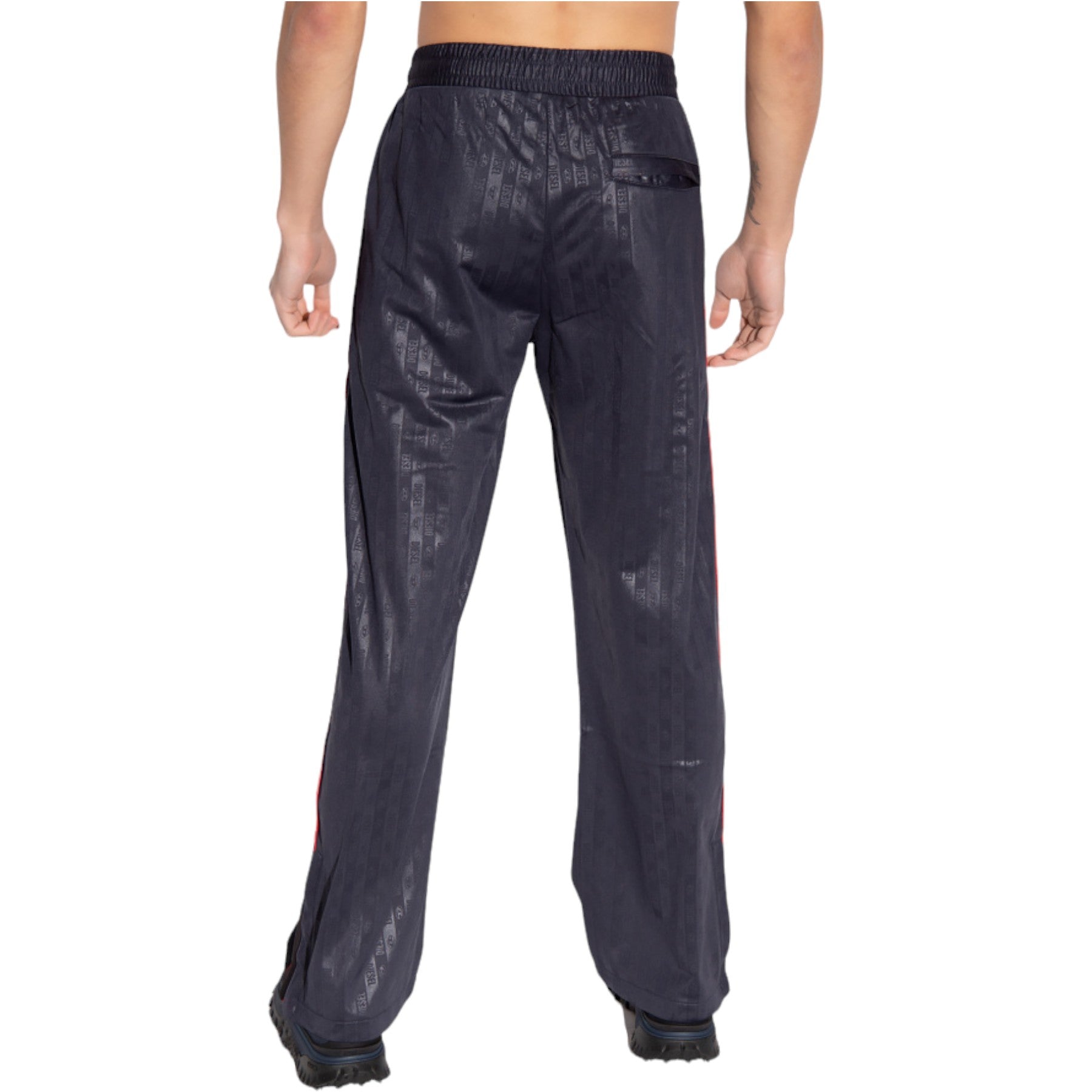 DIESEL P-MEKANIS 0BHAT Mens Trousers Monogram Printed Straight Leg Navy Blue