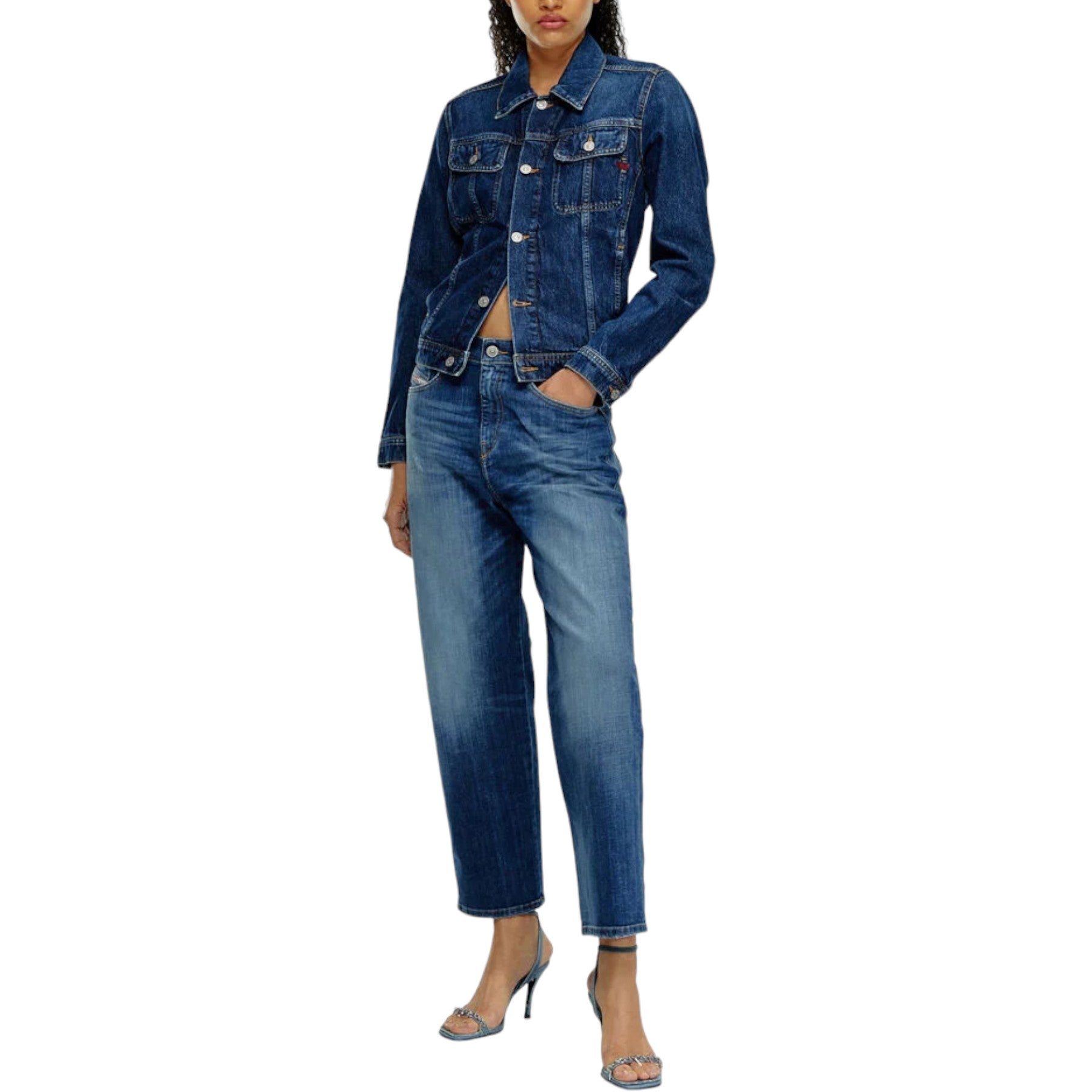 DIESEL 2000 Womens Boyfriend Jeans Mid Waist Stretch Ladies Flare Leg Wide Pant