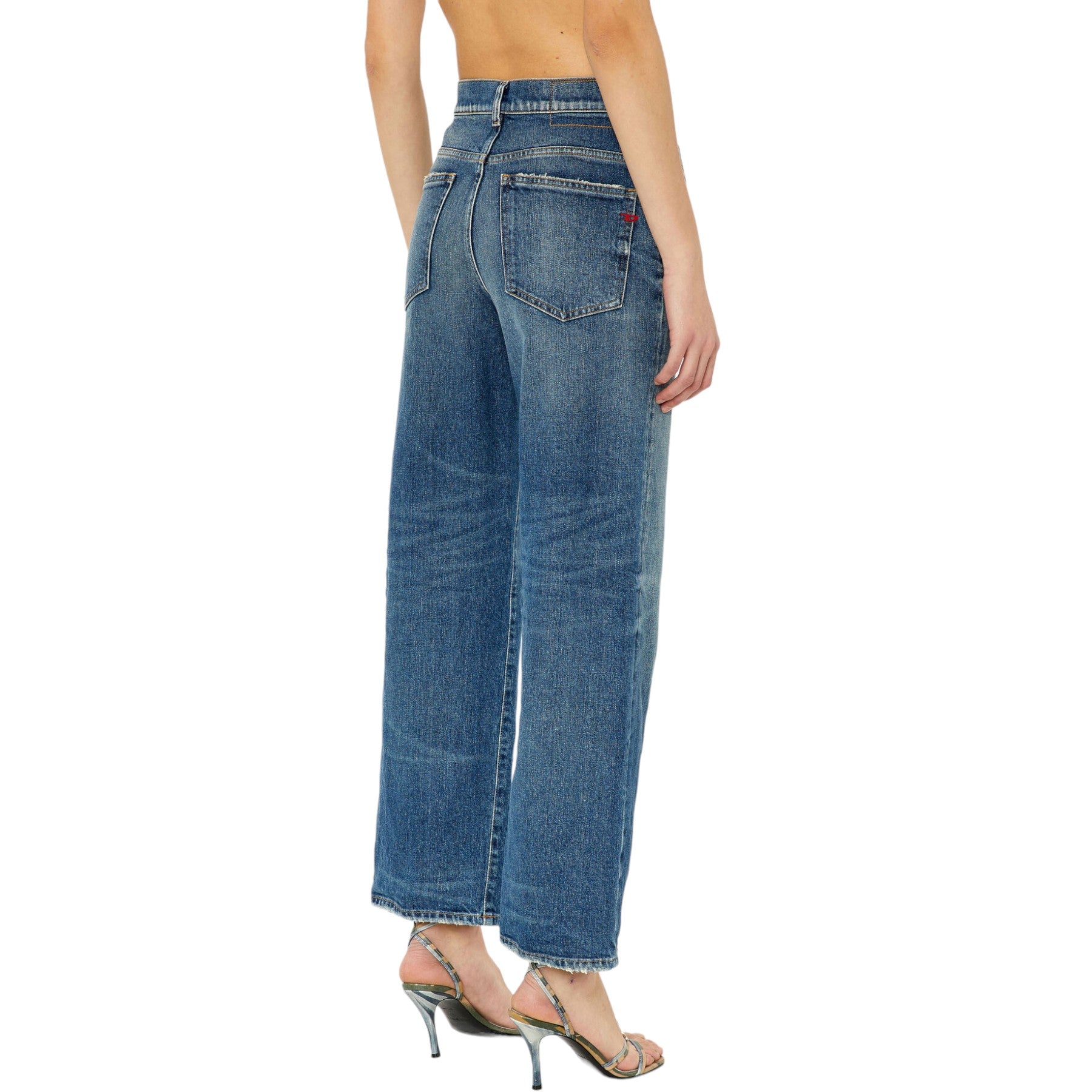 DIESEL 2000 Womens Boyfriend Jeans Mid Waist Stretch Ladies Flare Leg Wide Pant