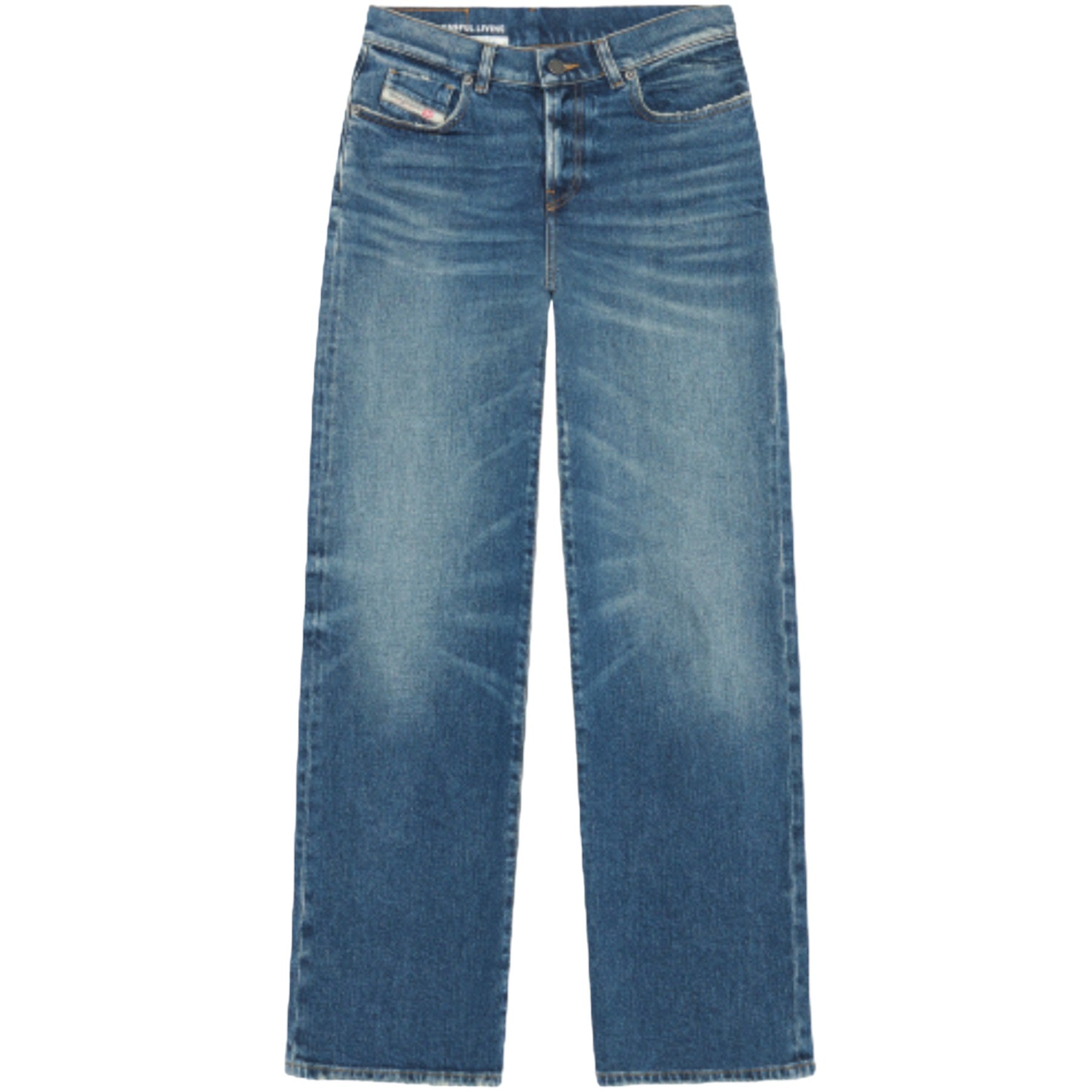 DIESEL 2000 Womens Boyfriend Jeans Mid Waist Stretch Ladies Flare Leg Wide Pant