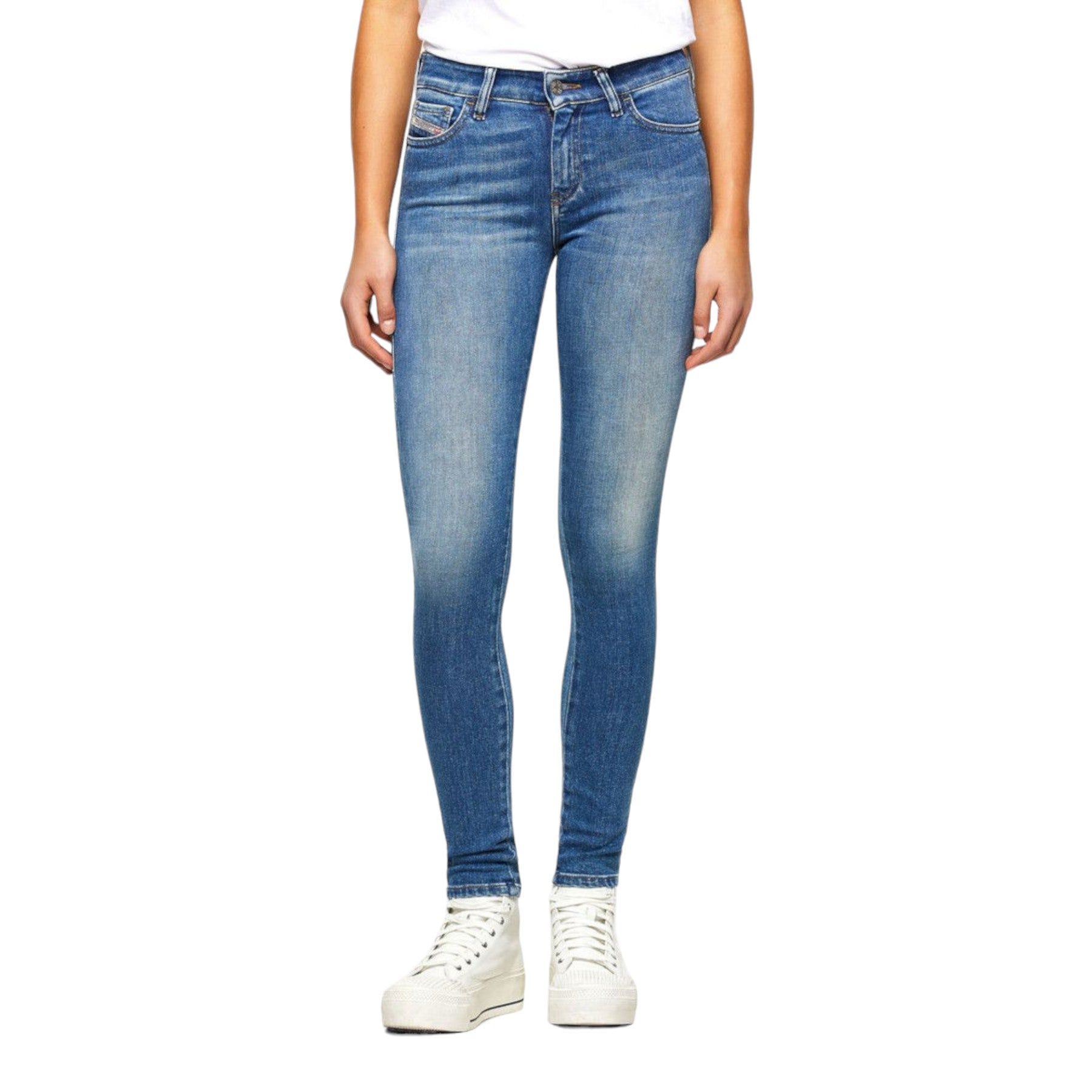 DIESEL Slandy 009QS Womens Denim Jeans Stretch Super Slim Fit Skinnny Jeans Blue