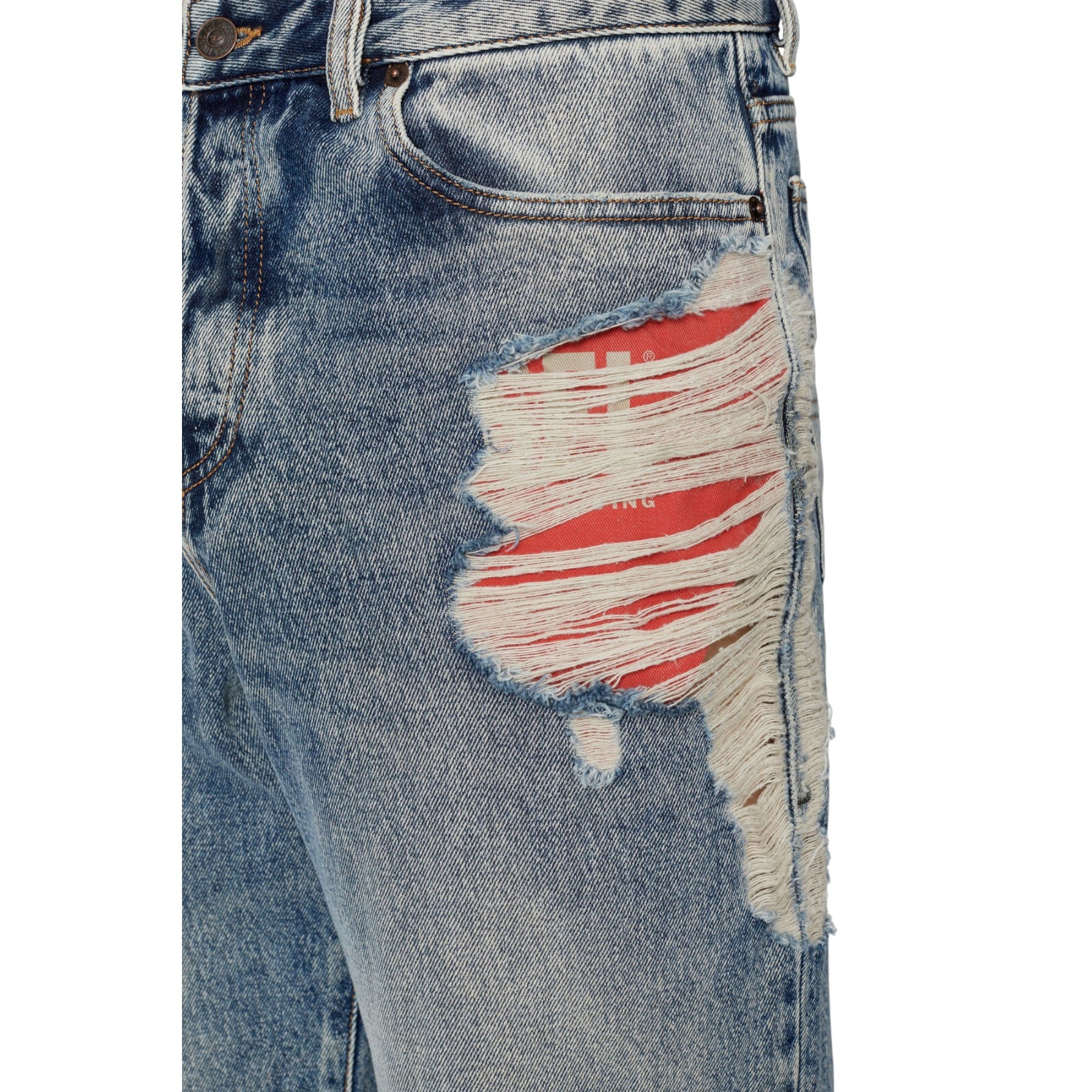 DIESEL 1955 09E10 Mens Denim Jeans Distressed Regular Fit Straight Ripped Jeans