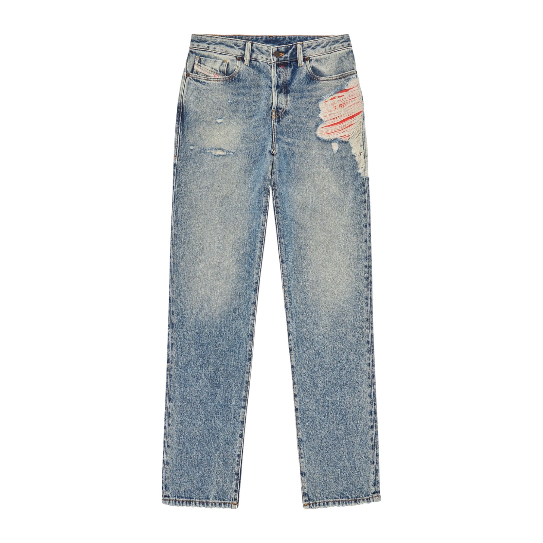 DIESEL 1955 09E10 Mens Denim Jeans Distressed Regular Fit Straight Ripped Jeans