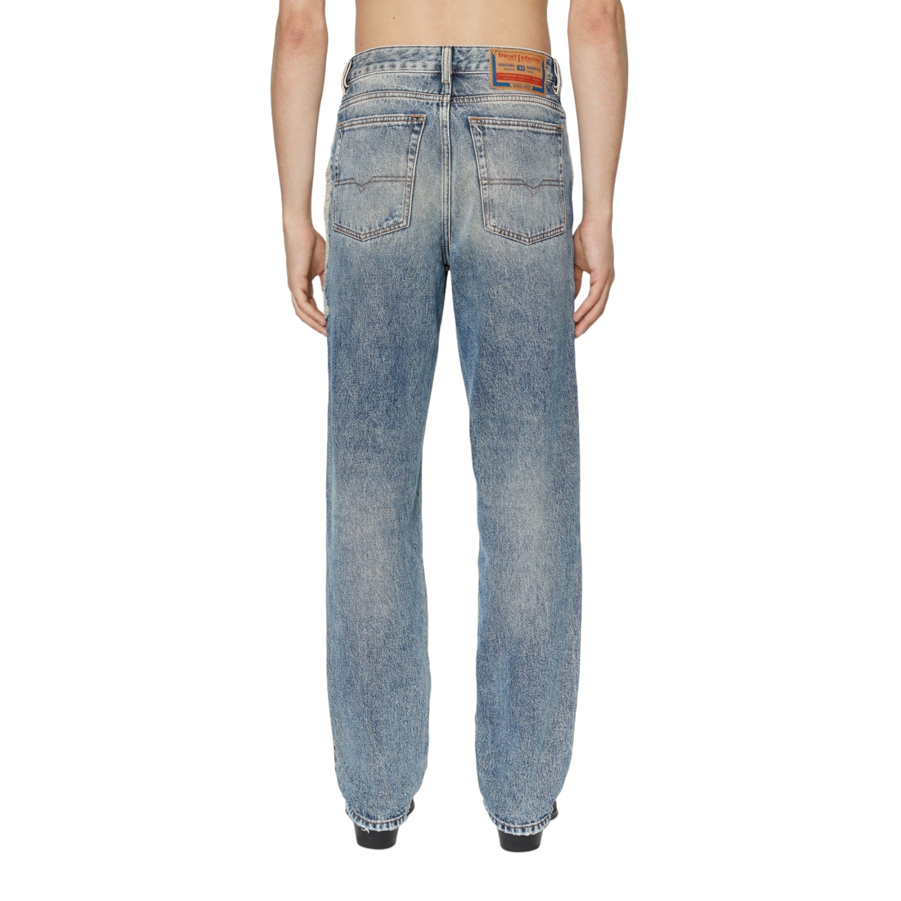 DIESEL 1955 09E10 Mens Denim Jeans Distressed Regular Fit Straight Ripped Jeans