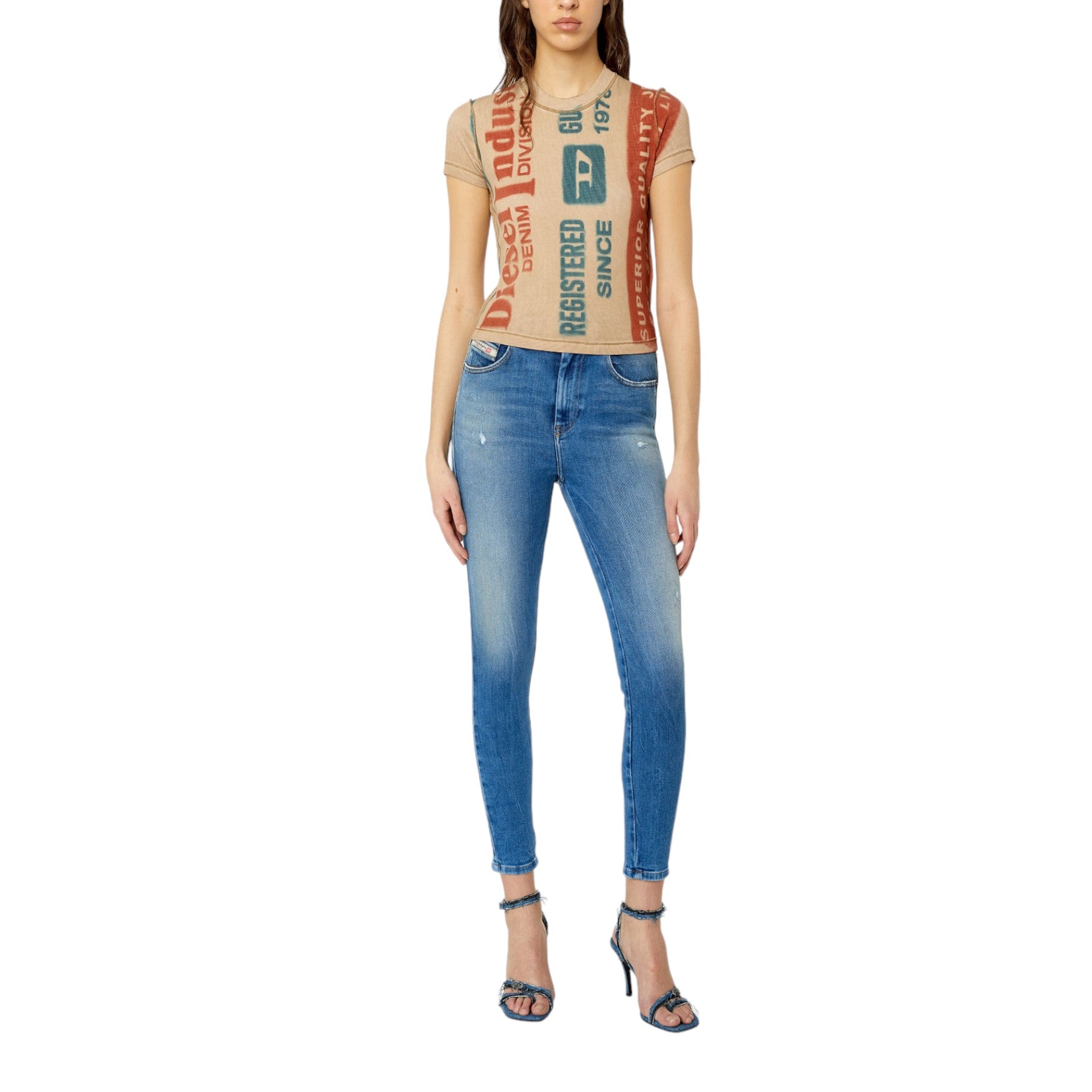 DIESEL Slandy 09E91 Womens Denim Jeans Stretch Super Skinnny High Waist Pants