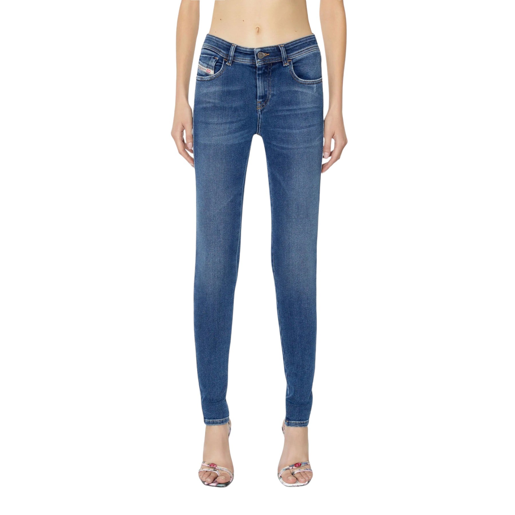 DIESEL SLANDY 068CE Womens Denim Jeans Stretch Super Skinnny Leg Mid Waist Jeans