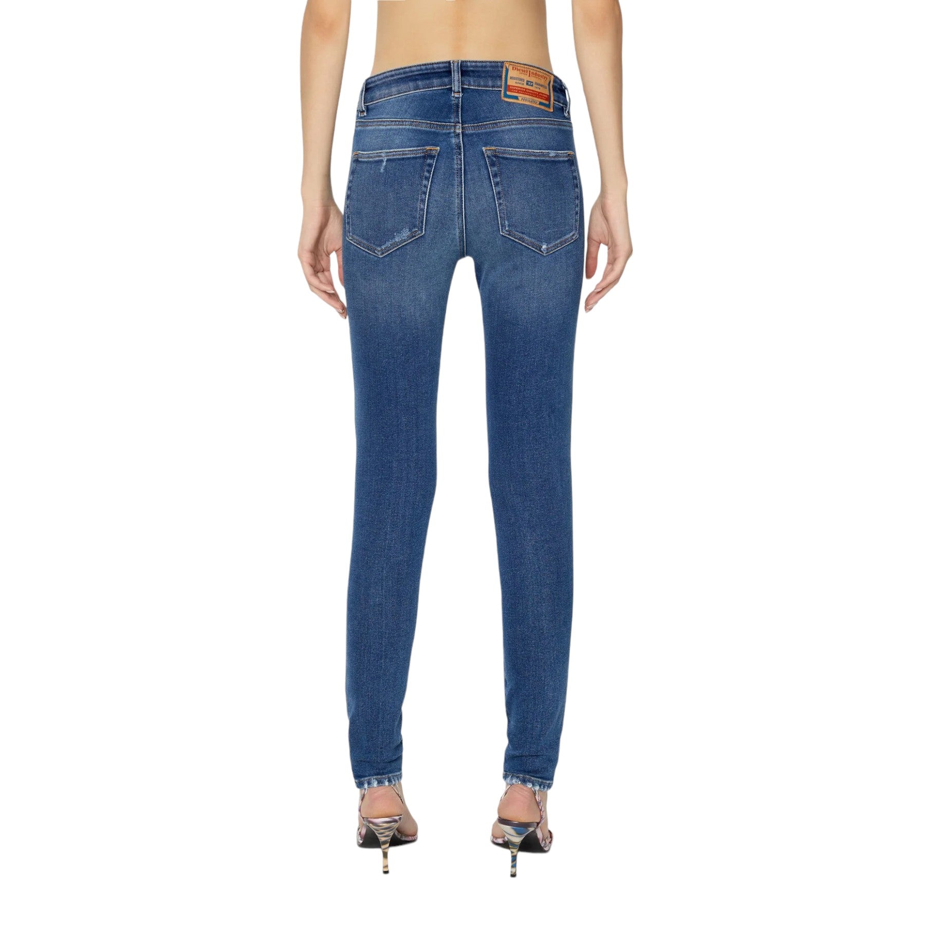 DIESEL SLANDY 068CE Womens Denim Jeans Stretch Super Skinnny Leg Mid Waist Jeans