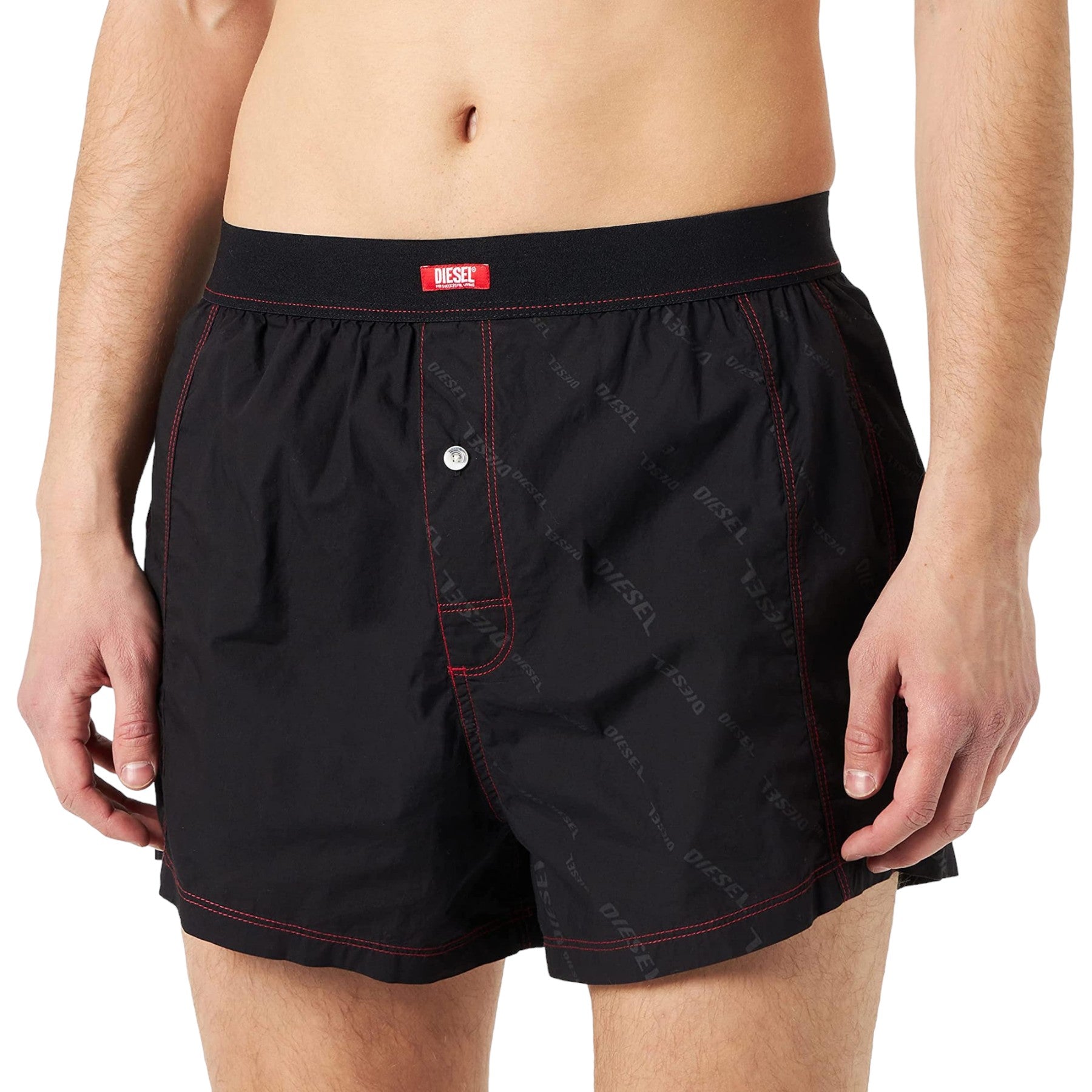 Diesel UUBX-STARK-EL Mens Boxer Shorts Quick Dry Cotton Beach Swim Shorts Black