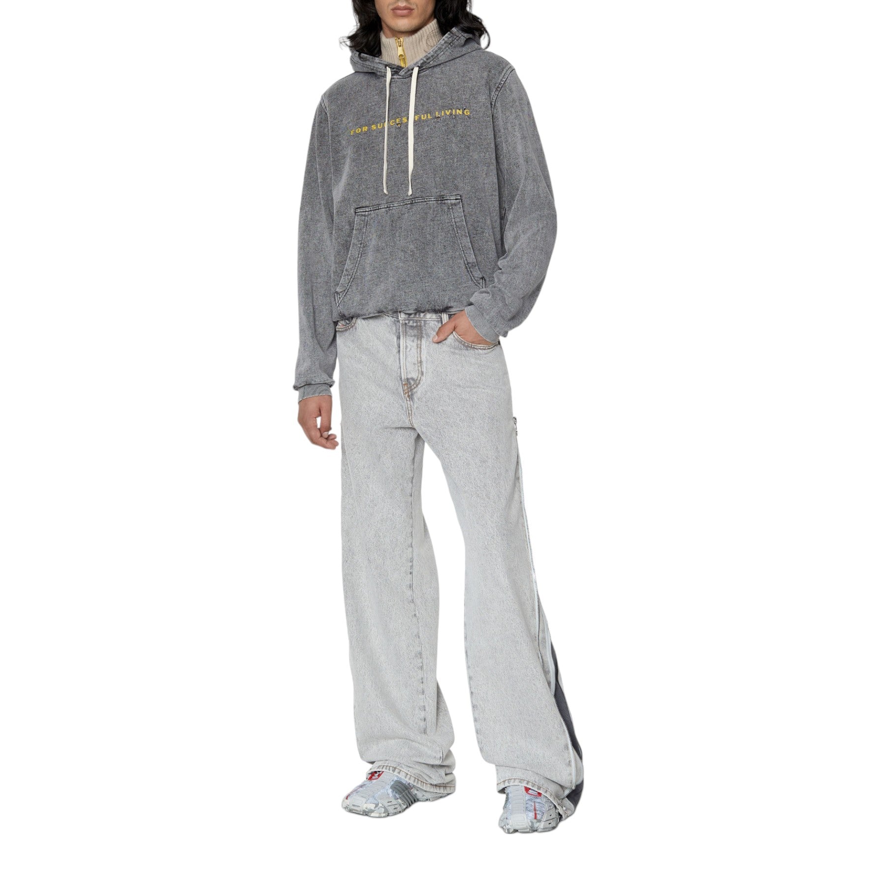 DIESEL1955 Mens Denim Jeans Wide Leg High Waist Cotton Baggy Jeans Trousers W32