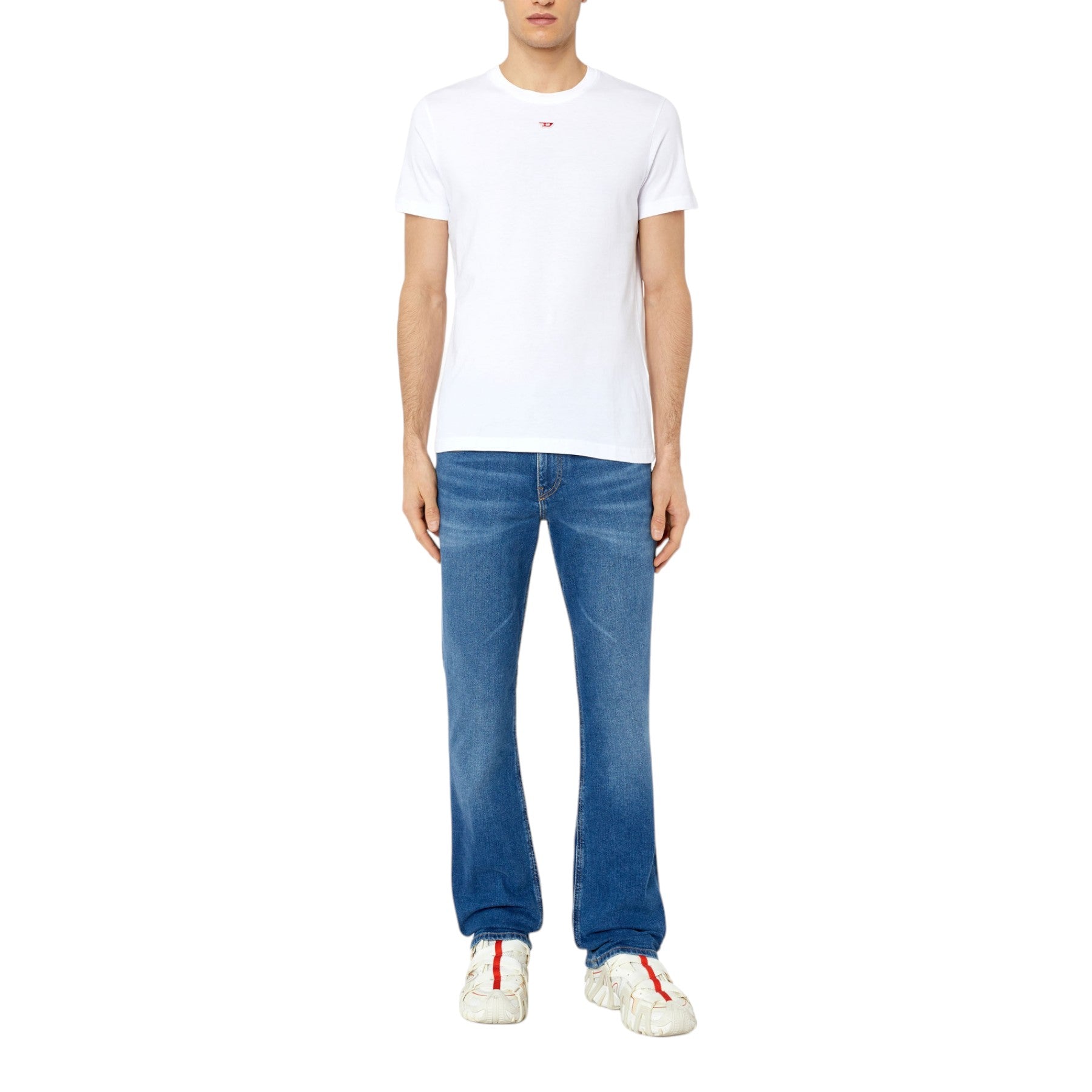 DIESEL 2021 E9A80 Mens Denim Jeans Mid Waist Bootcut Leg Slim Fit Blue Pants