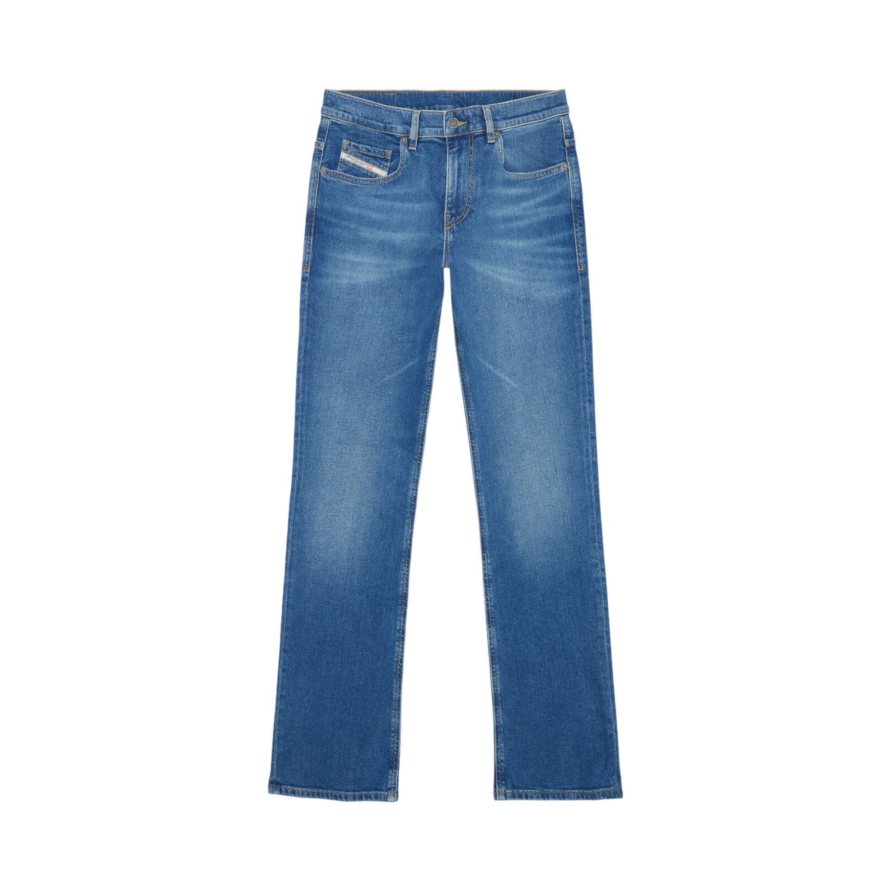 DIESEL 2021 E9A80 Mens Denim Jeans Mid Waist Bootcut Leg Slim Fit Blue Pants